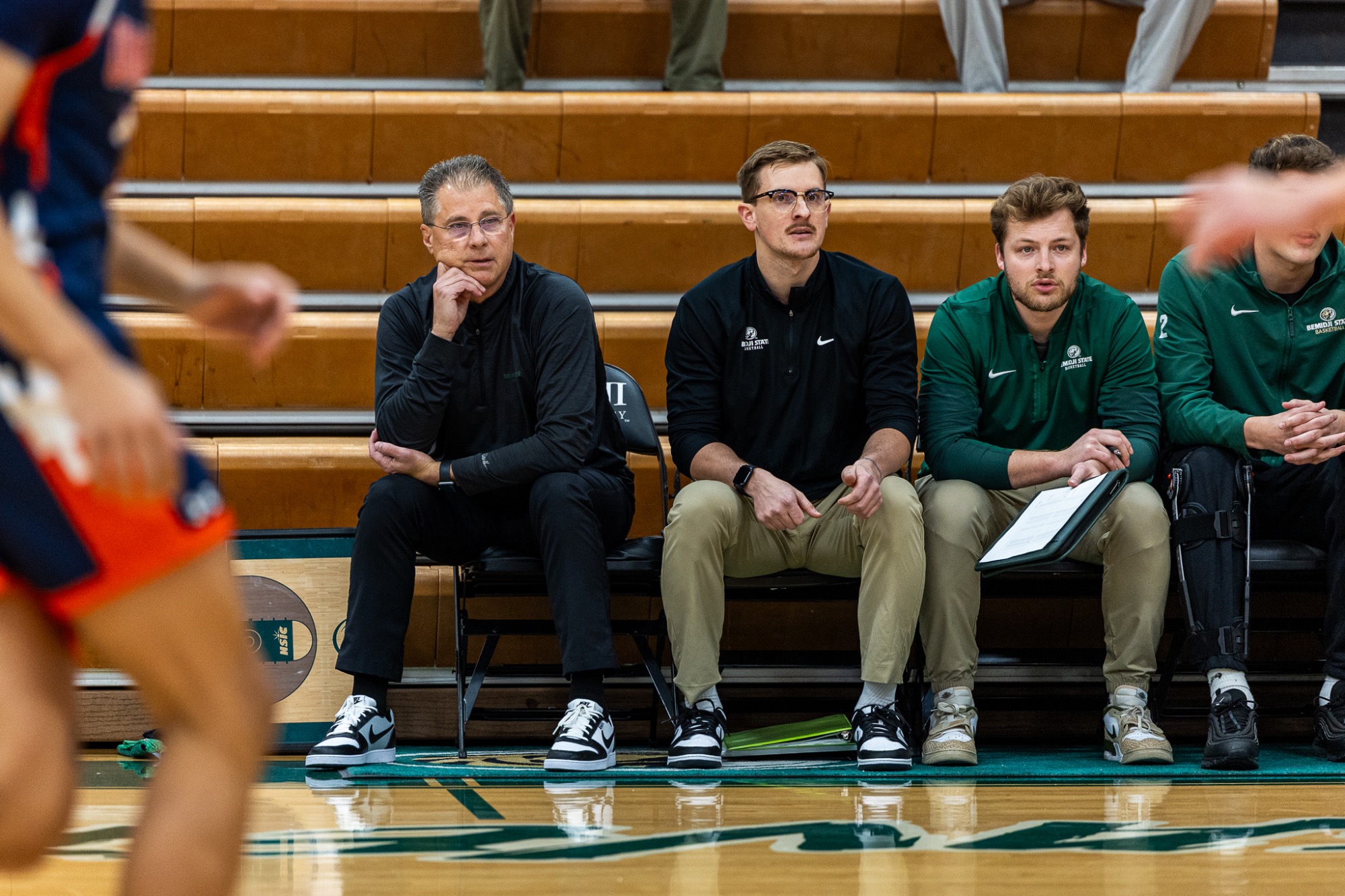 Mike Boschee, Jake Masek, Tristan Thompson - Men's Basketball - BSU Beavers vs. UMary Marauders - BSU Gymnasium - Bemidji, MN - Thursday, December 18, 2025 | Brent Cizek