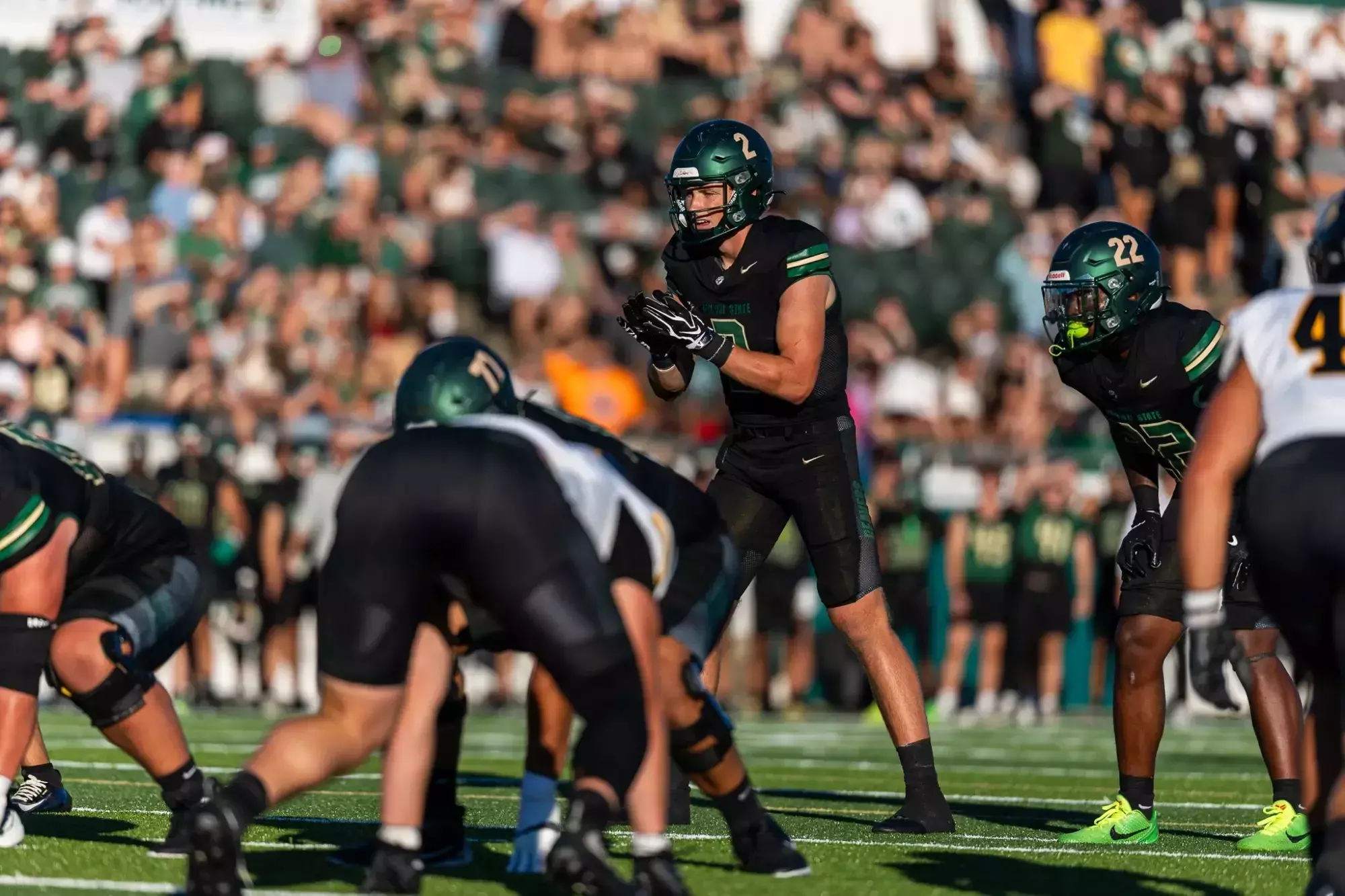 Bemidji State player No. 2 prepares to take the snap.