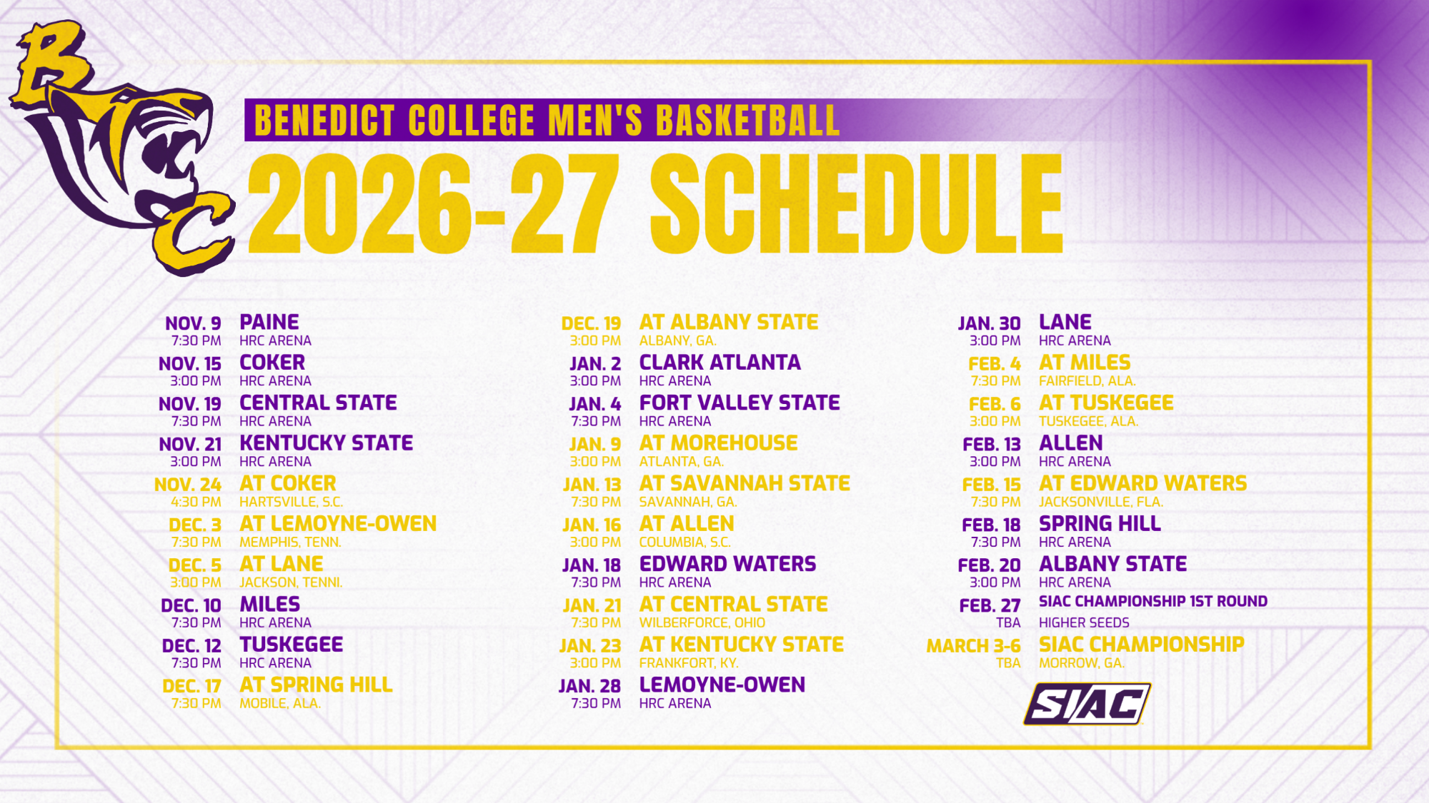 MBKB 2026-27 Schedule