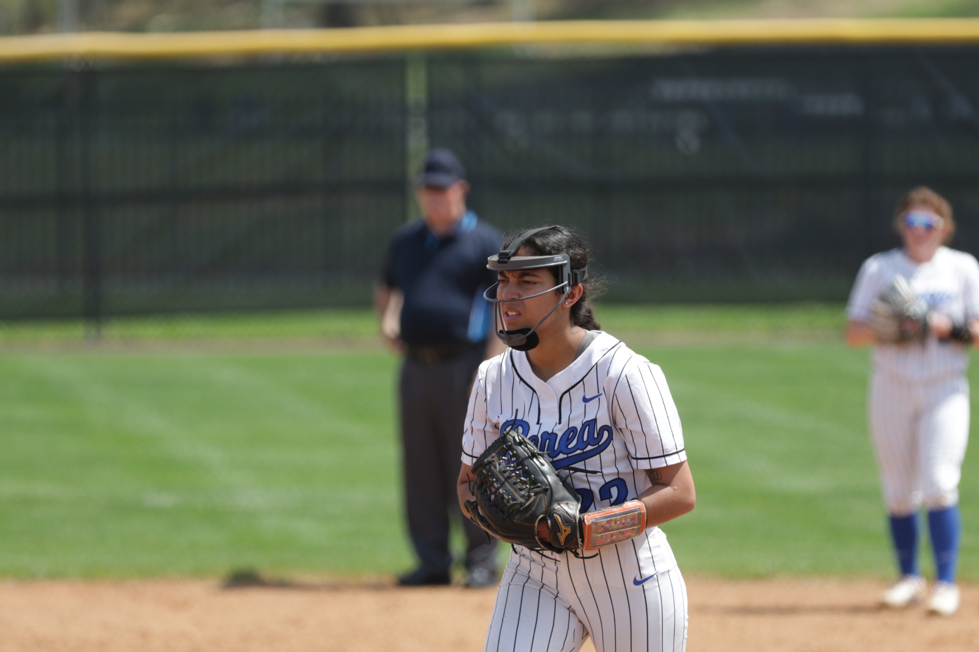 22 - Maya Meads - poised in the infield ready to field a ground ball