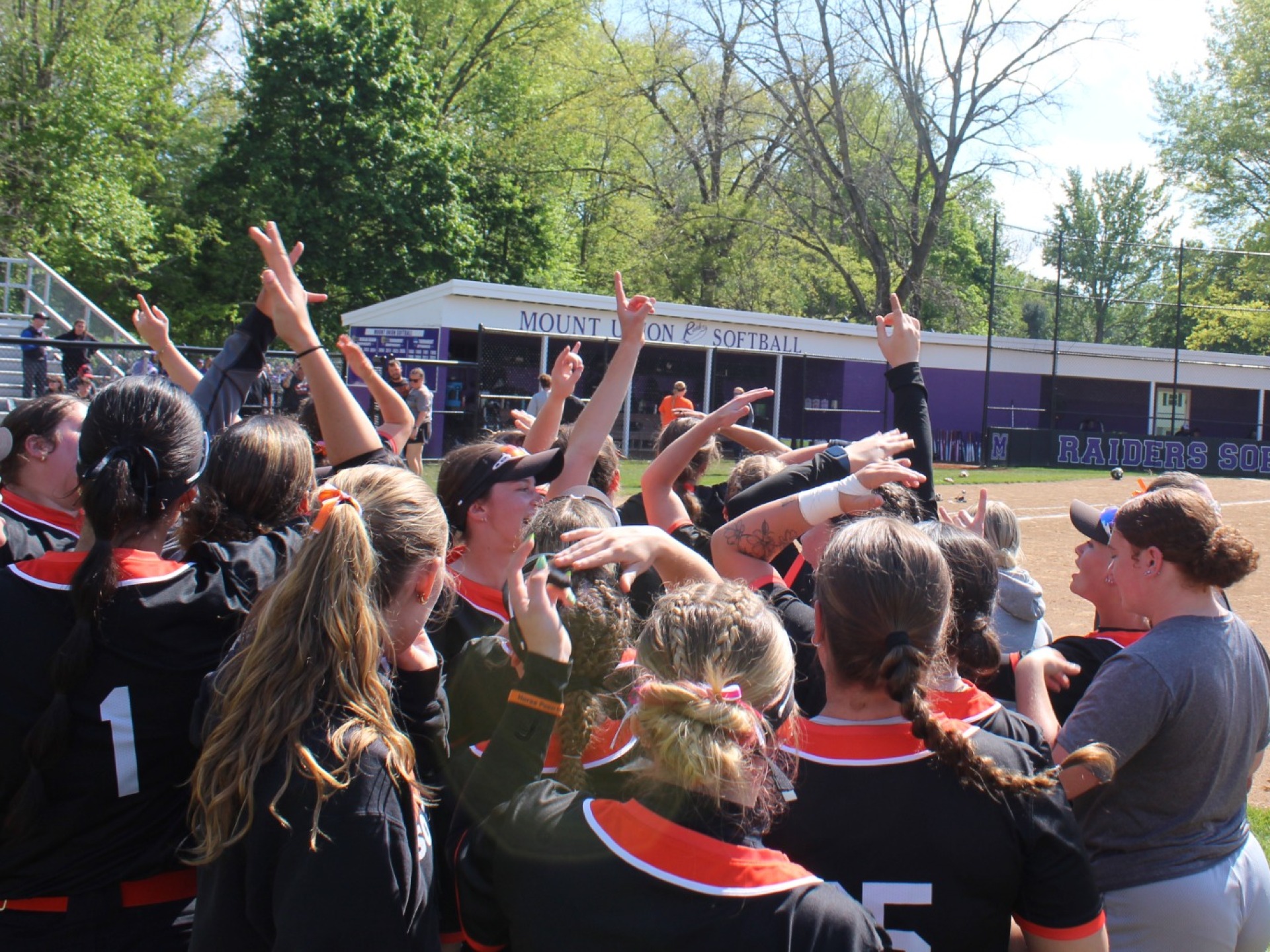 Softball celebrates the semifinal win