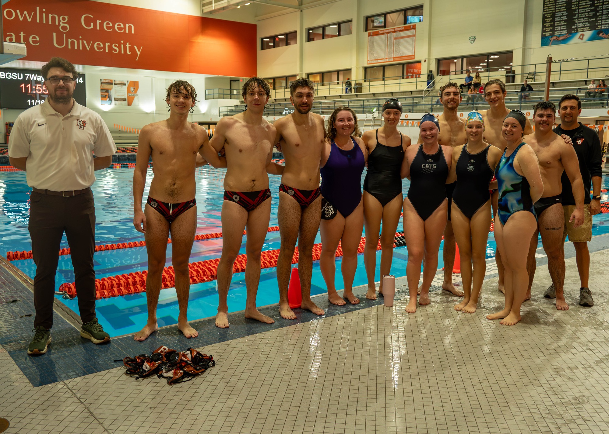 BGSU Water Polo team picture after playing Wayne State University 