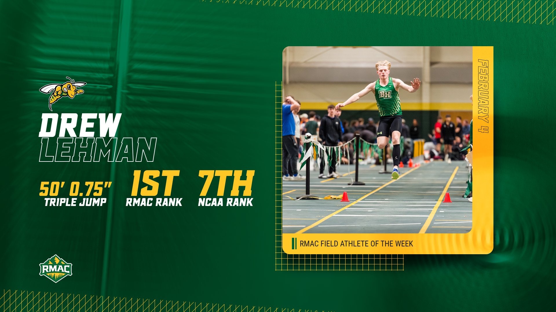 Drew Lehman - Feb. 4, 2026 RMAC Field Athlete of the Week