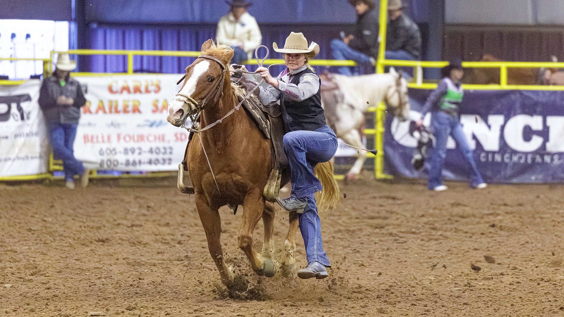 Haley Husted competes in goat tying at the 2026 Will Lantis Yellow Jacket Stampede