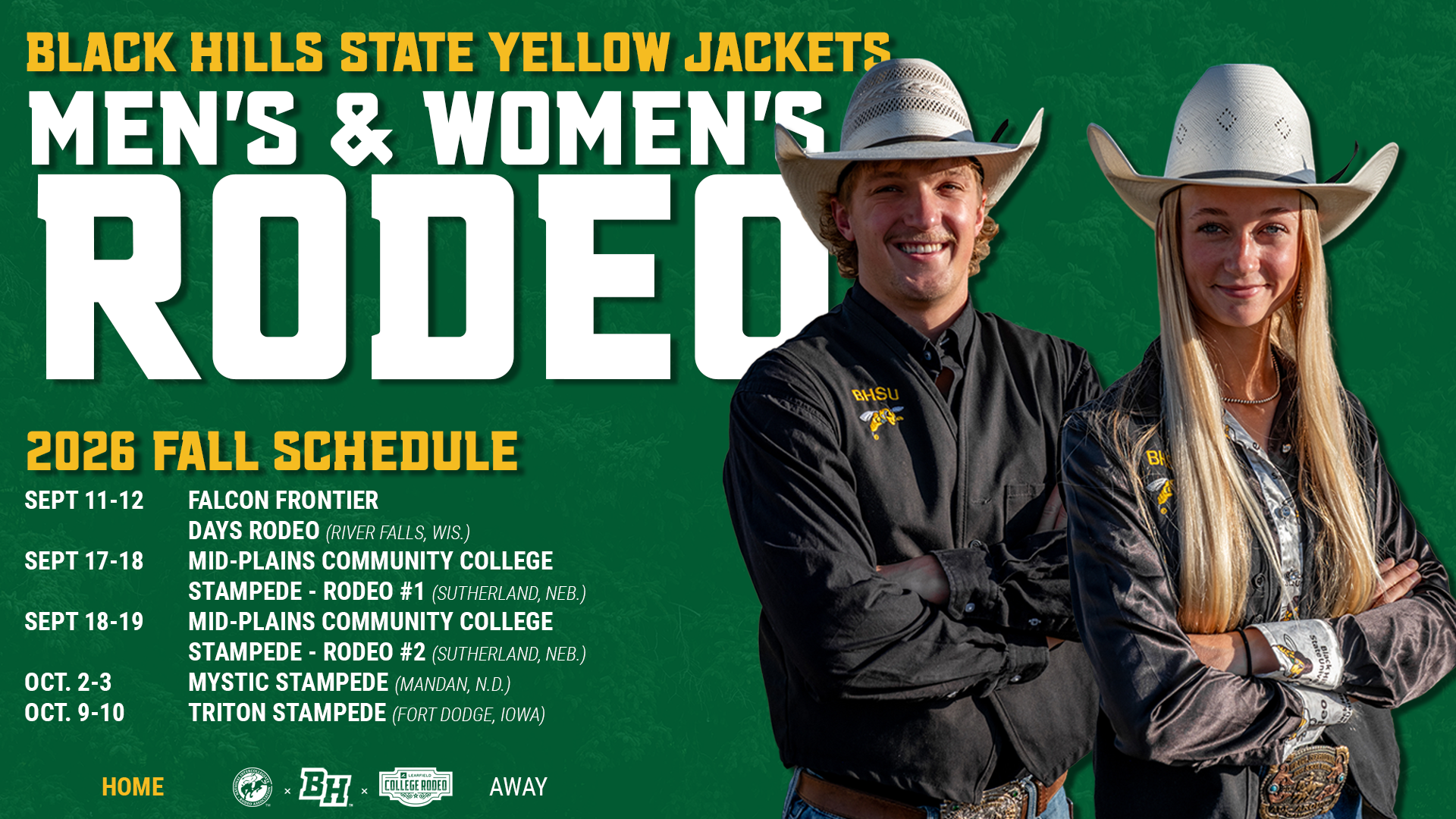 2026 Black Hills State Men's & Women's Fall Rodeo Schedule Graphic