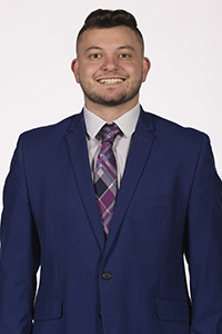 Binghamton University men's basketball marketing photo, photographed October 18, 2023 at the Events Center. Director of Operations Matt Burke