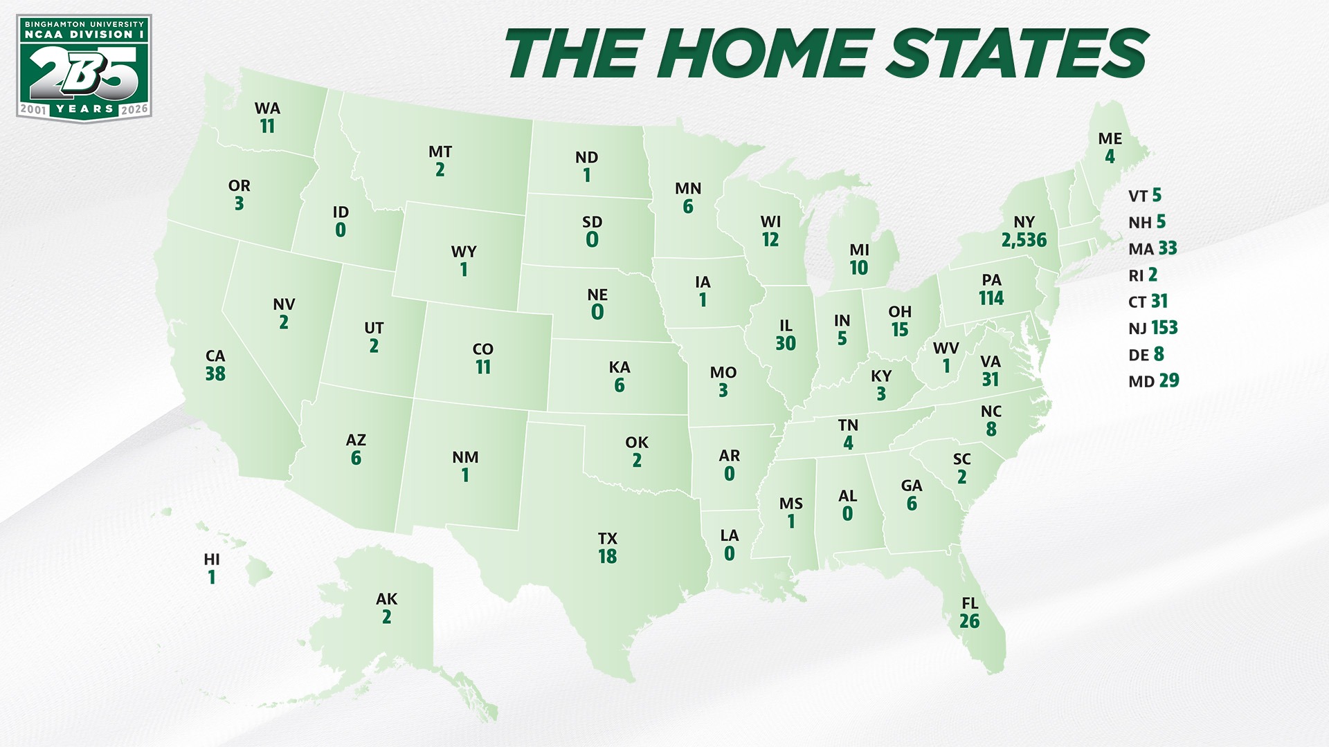 map of Division I recruits