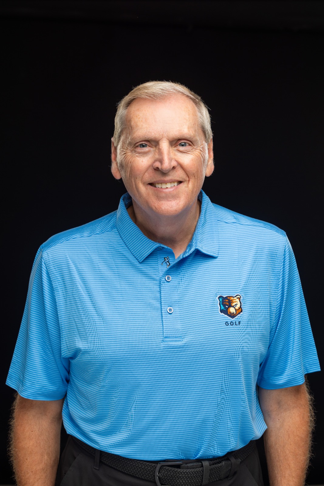 A member of the BJU Bruins roster poses for a headshot on a black background at Bob Jones University in Greenville, S.C., Monday, Aug. 18, 2025. (Photo by Derek Eckenroth)