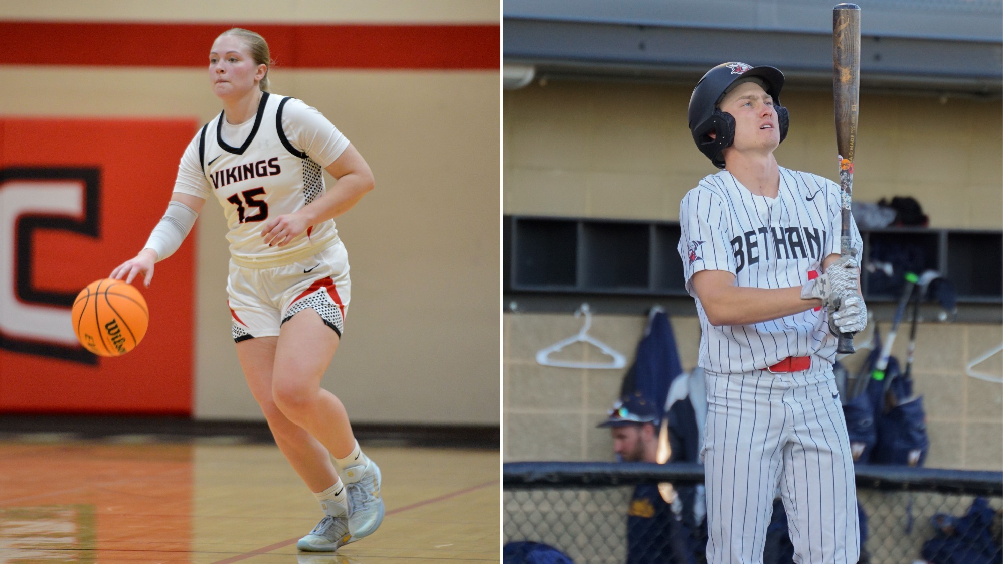 Megan Wegner is a member of the Bethany women's basketball team (left) and Xavier Palmer (right) is a member of the baseball team.