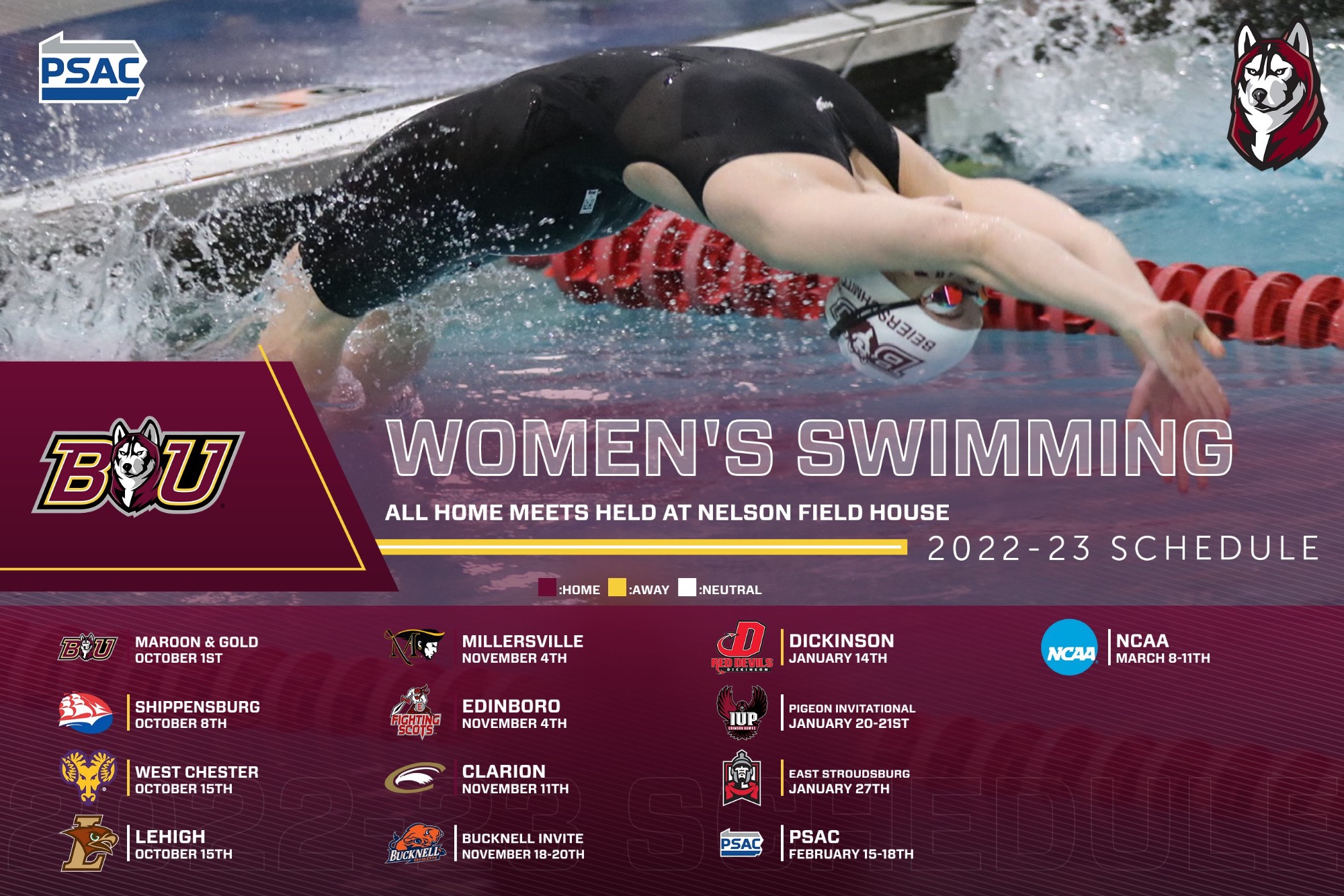 Women's Swimming Releases 202223 Schedule Bloomsburg Athletics