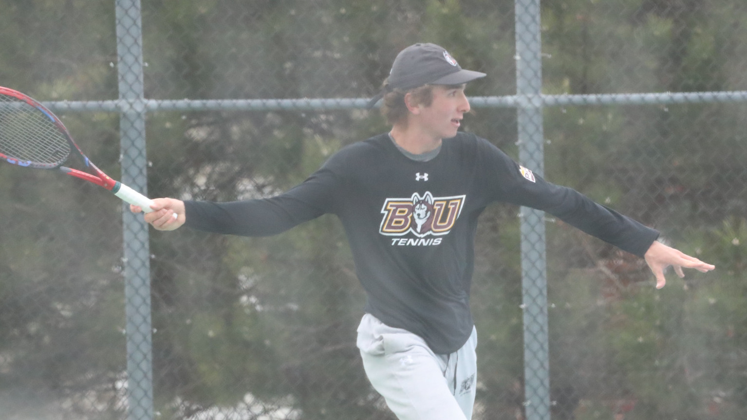 Denis Dementev recieves a hit