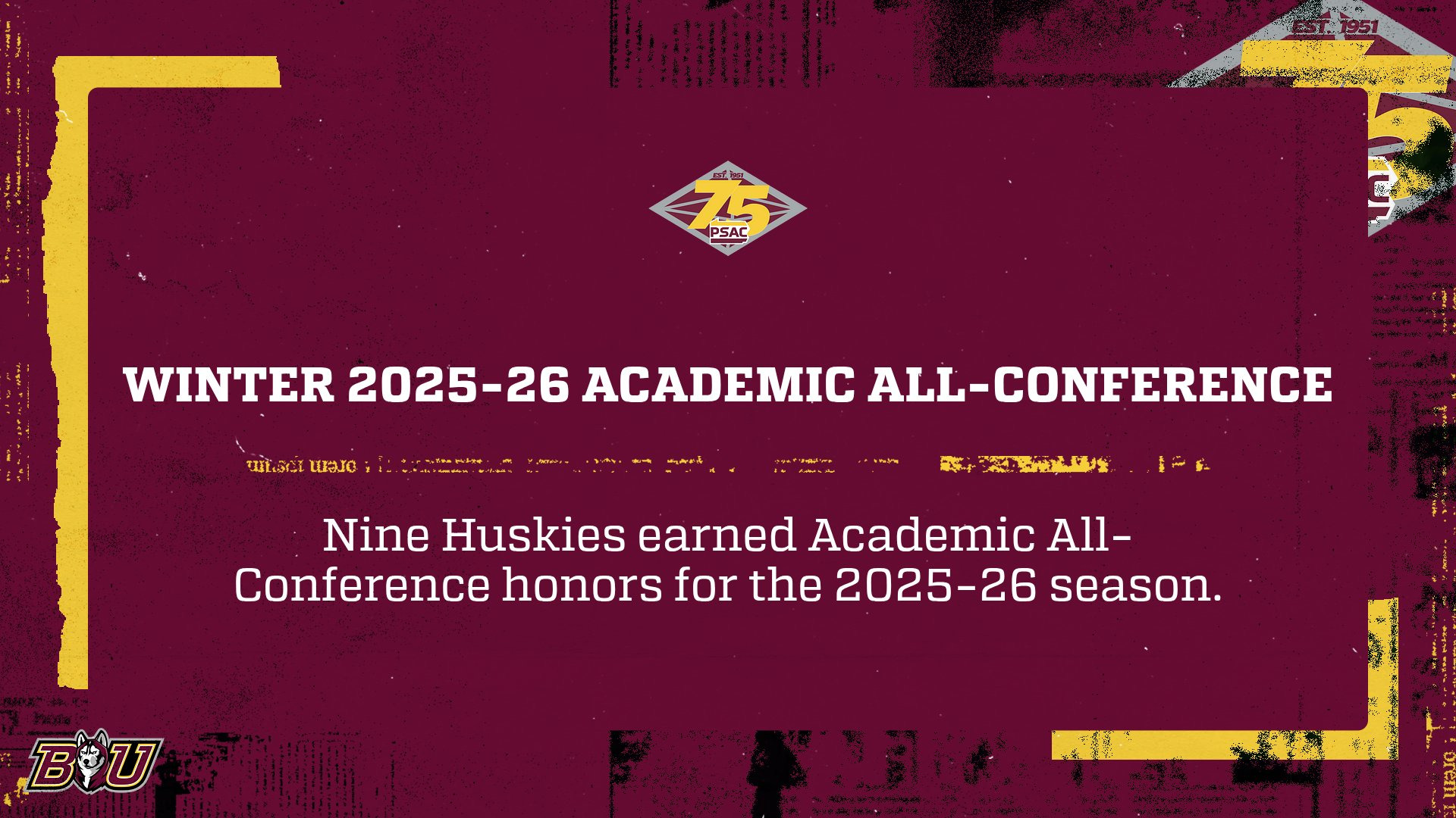 Nine Huskies earned PSAC Academic All-Conference honors.