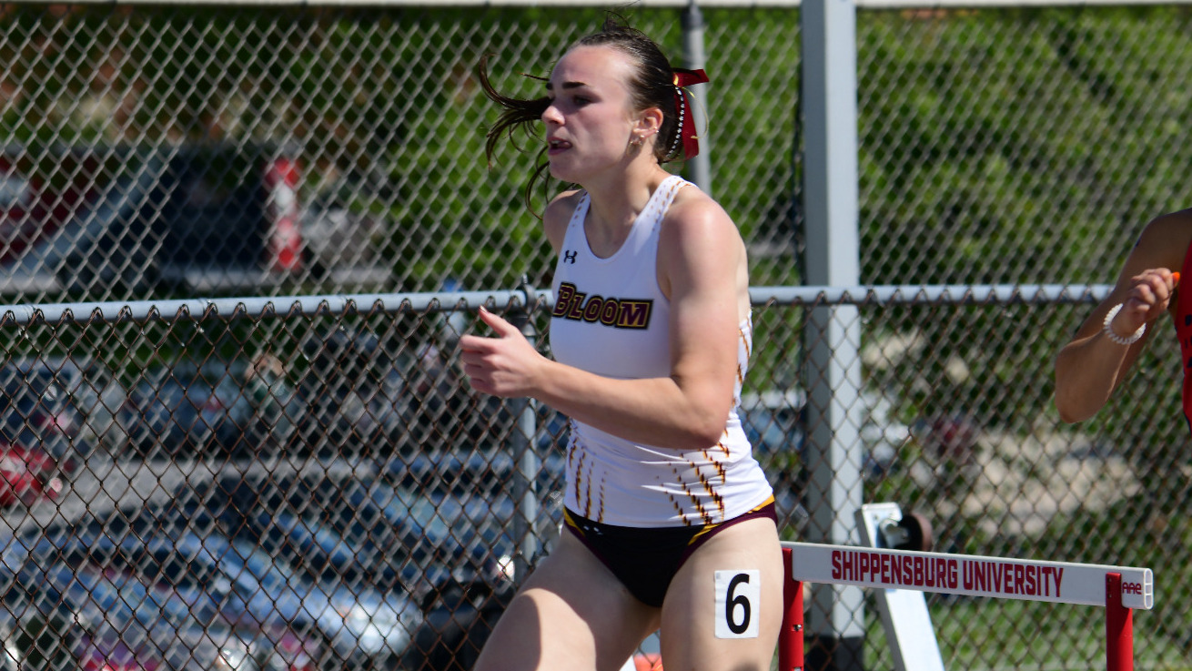 Abby Parise runs the 400-meter hurdles