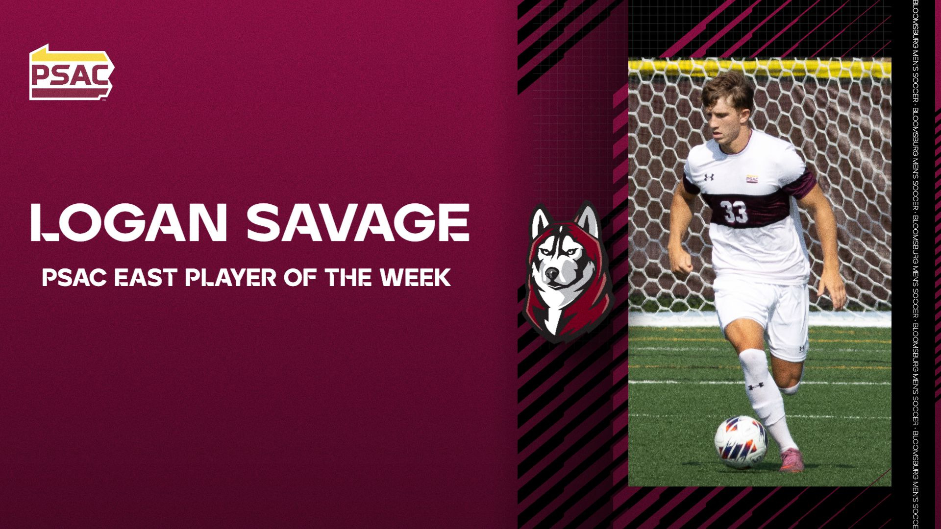 Logan Savage PSAC East Men's Soccer Athlete of the Week