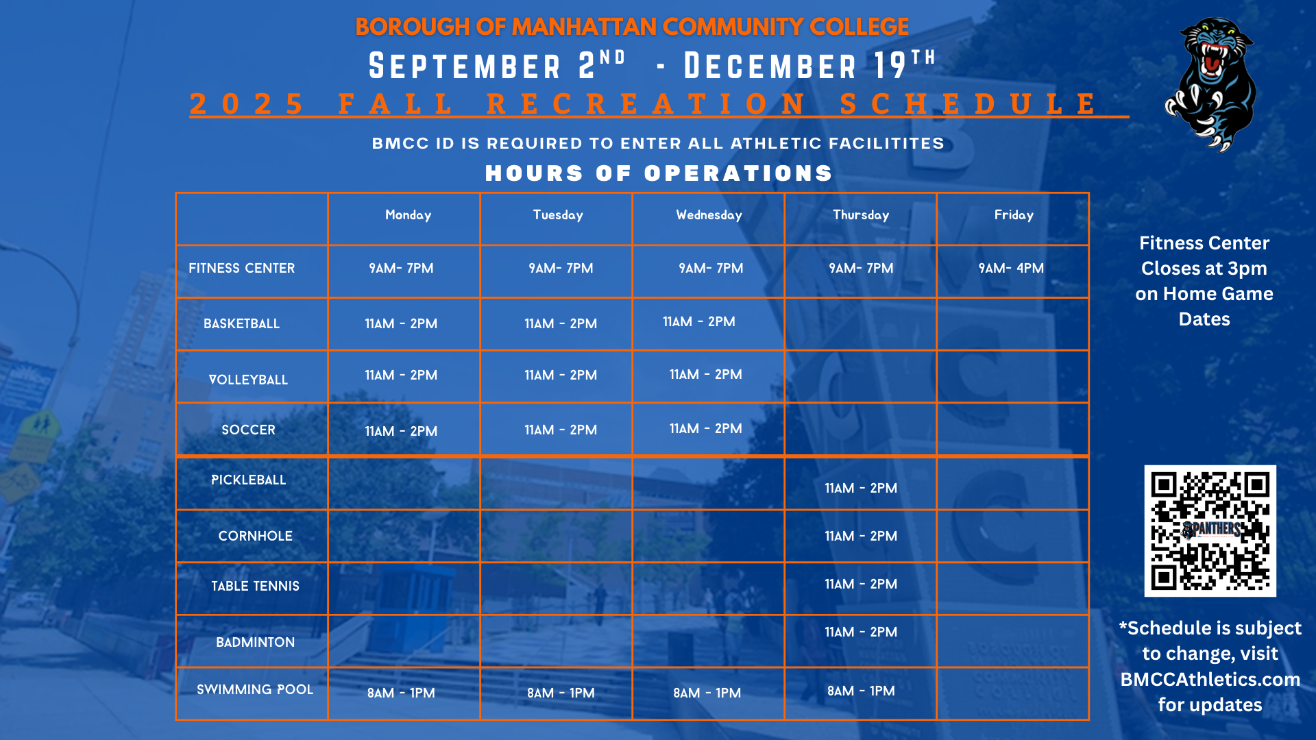 Fall 2025 Rec Schedule Release