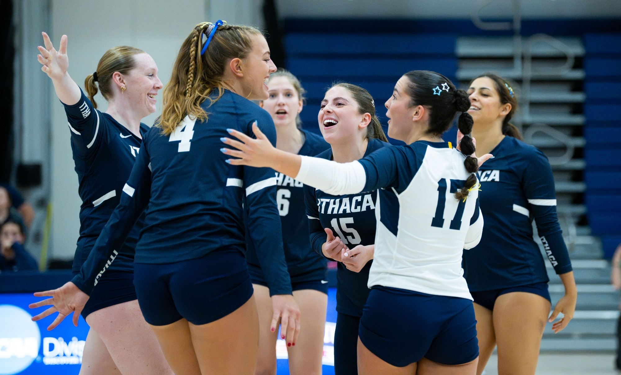 Volleyball squad celebrates point
