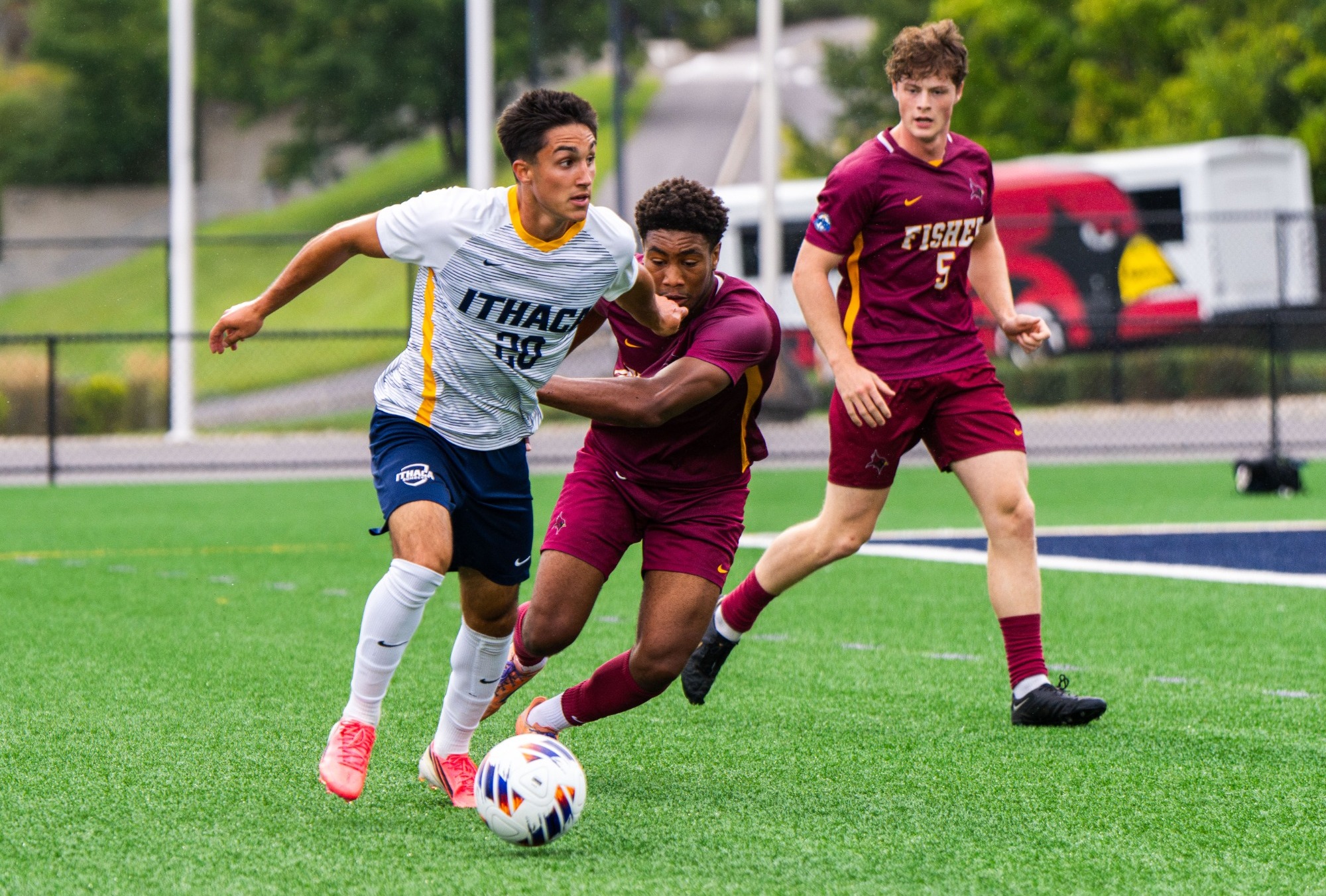 Cocca battles with fisher defender