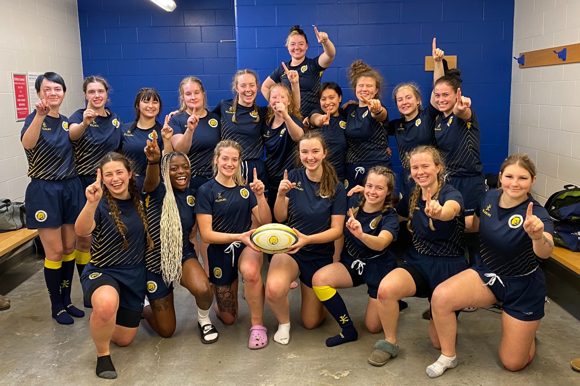 The Bobcats rugby club celebrate after winning the Manitoba Rugby 7's tournament in November