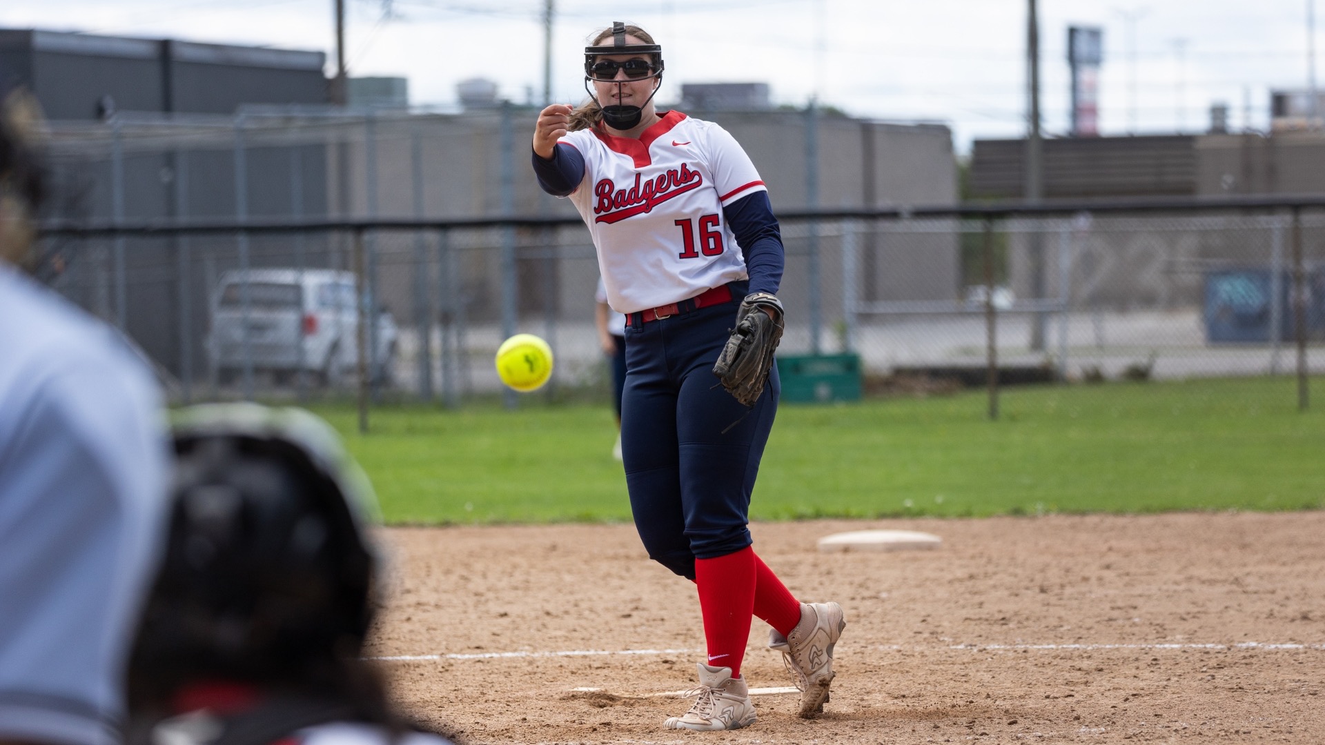 Emma Poulton pitching