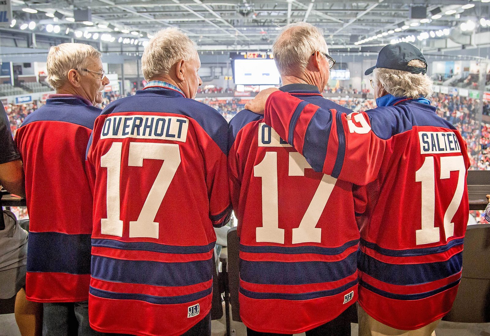 Four Brock Hockey Alumni Watching the Steel Blade Classic