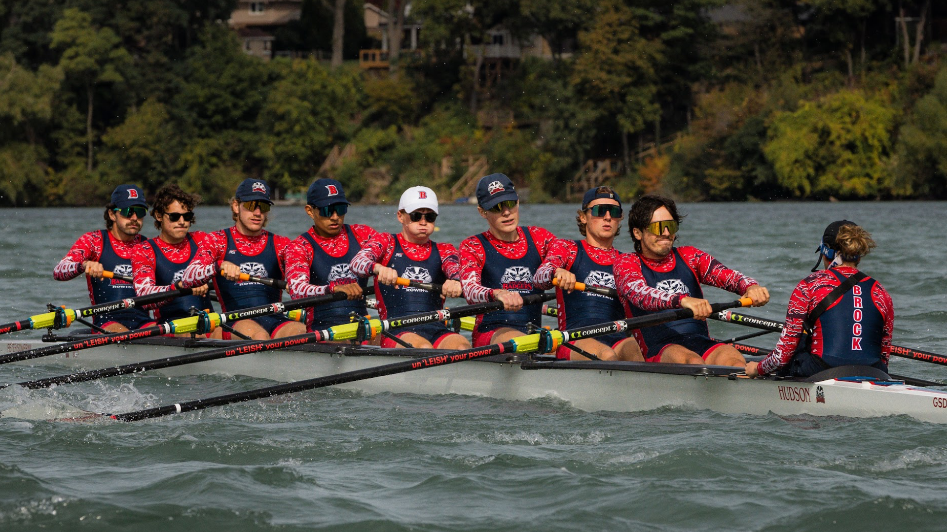 The Brock Badgers men's rowing team competes in a race