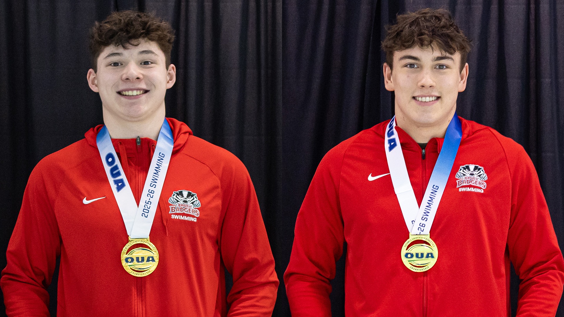 Noah Chang and Camren Courchene-Carter pose with their gold medals at the 2026 OUA Championships