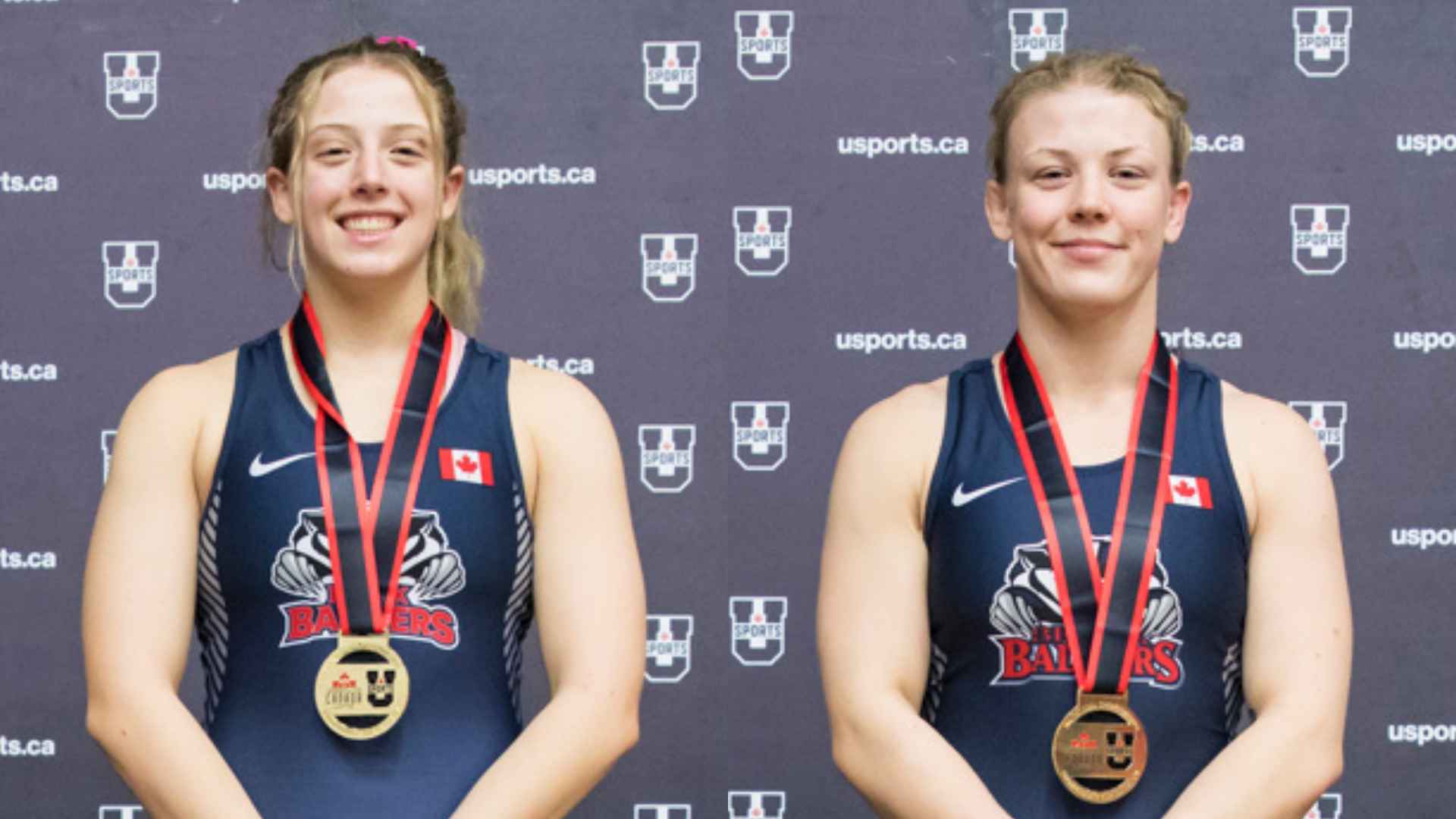 Cassie Corbett and Vanessa Keefe pose with their gold medals