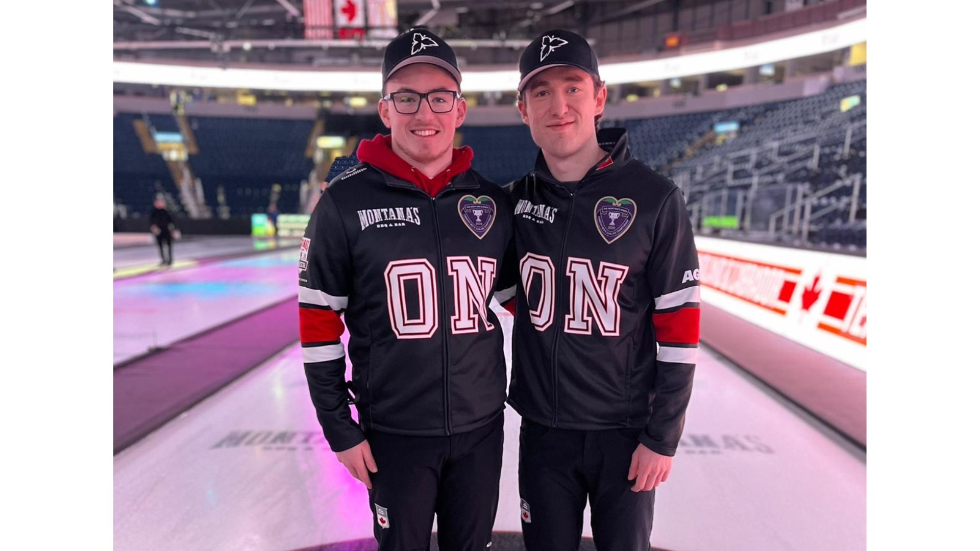 Owen Henry and Victor Pietrangelo pose at the 2026 Montana's Brier