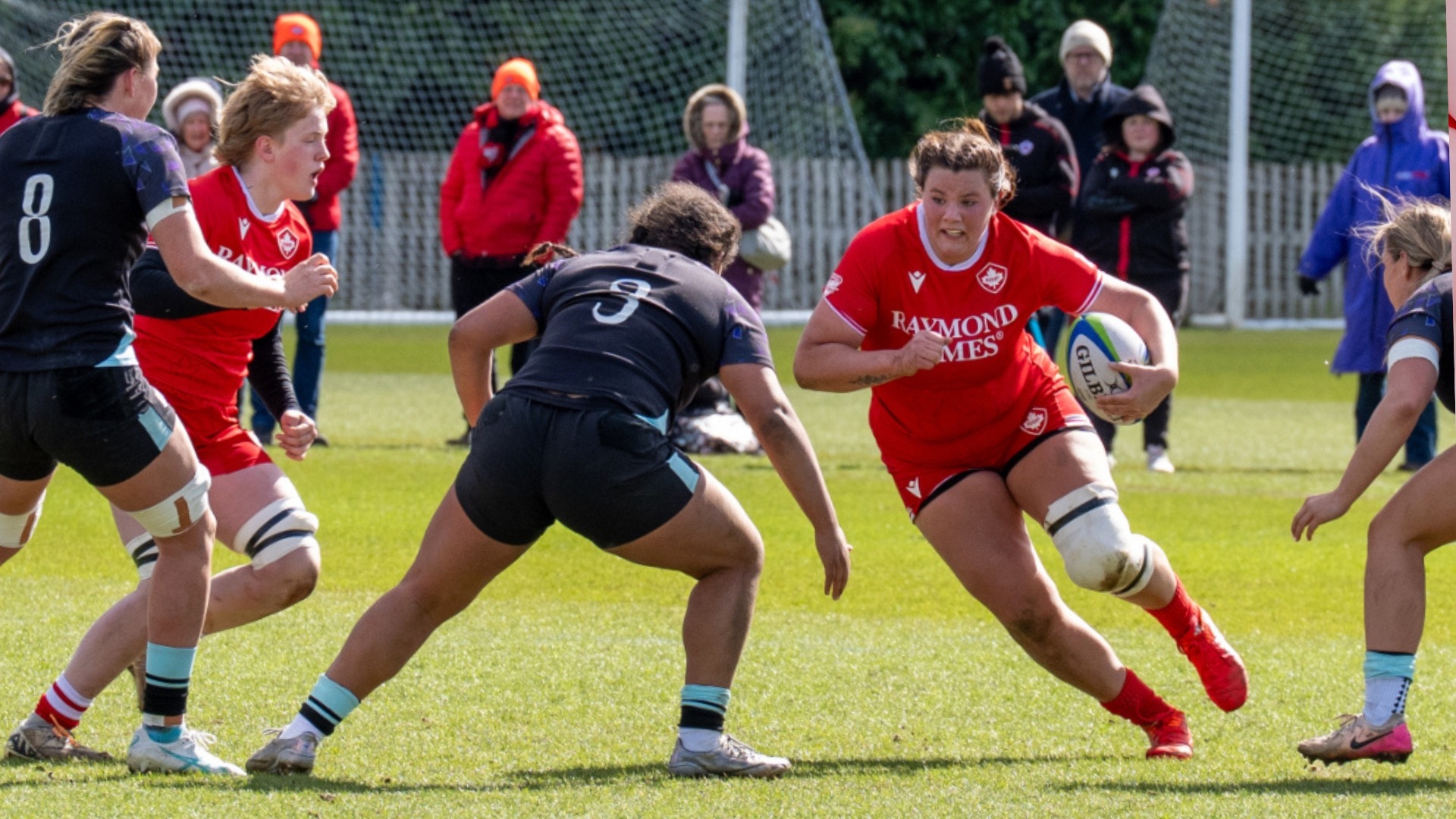 Brooke Rempel carries the ball for Team Canada