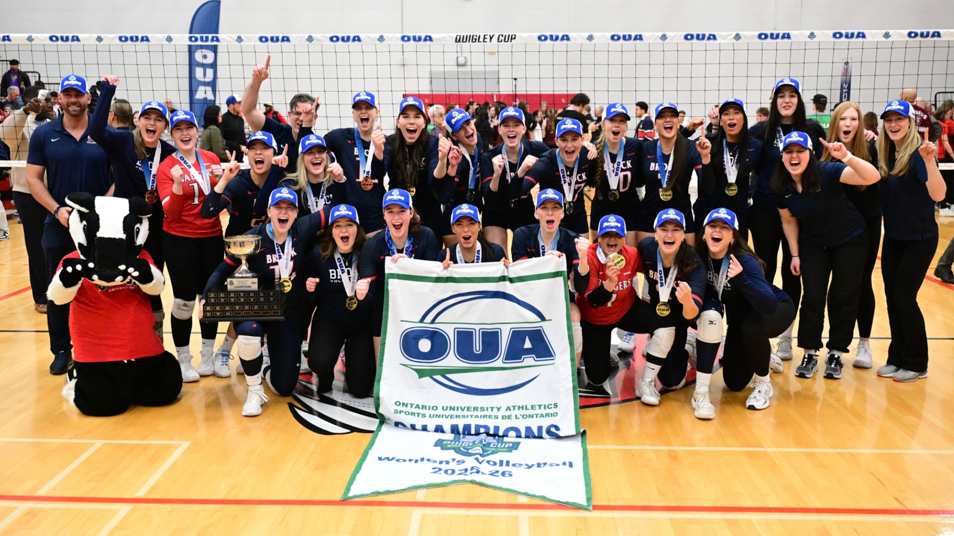The Brock women's volleyball team claimed the provincial banner, winning Quigley Cup in four sets on Friday, Mar. 6 at Bob Davis Gymnasium.