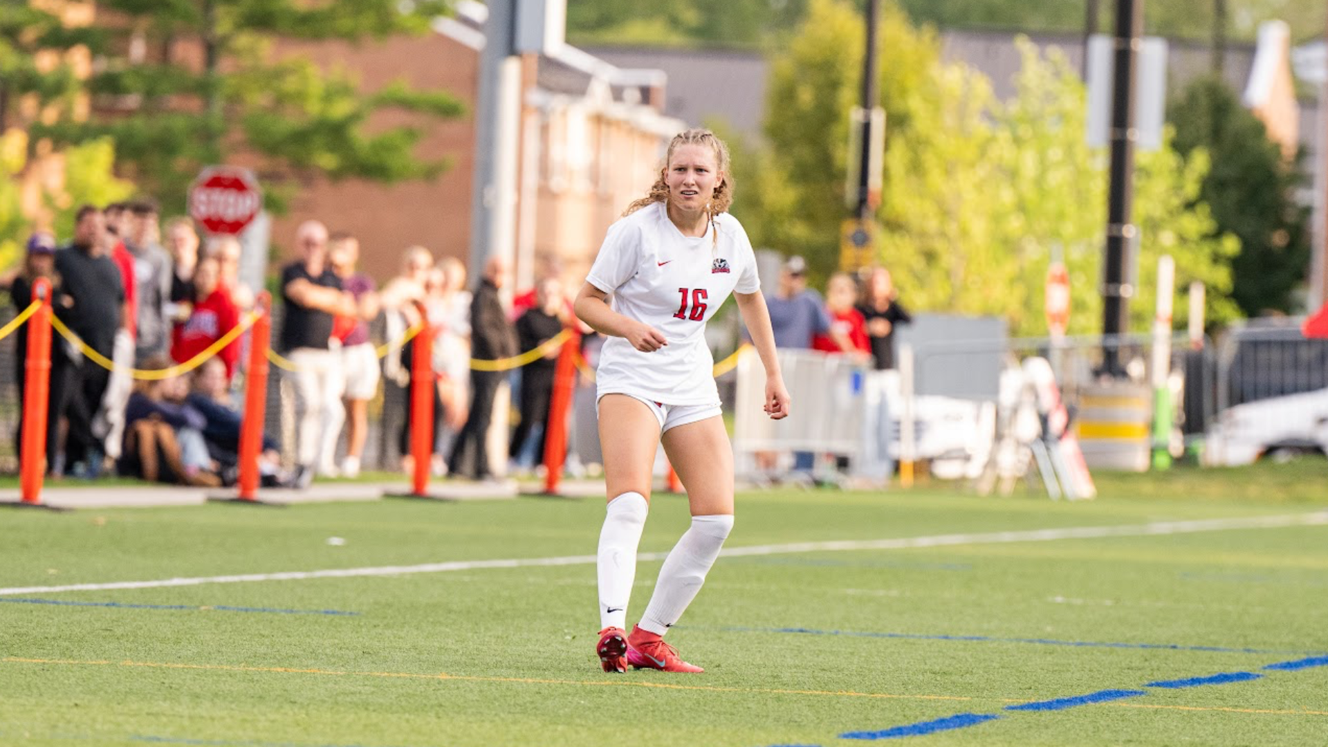 A Brock women's soccer player looks forward