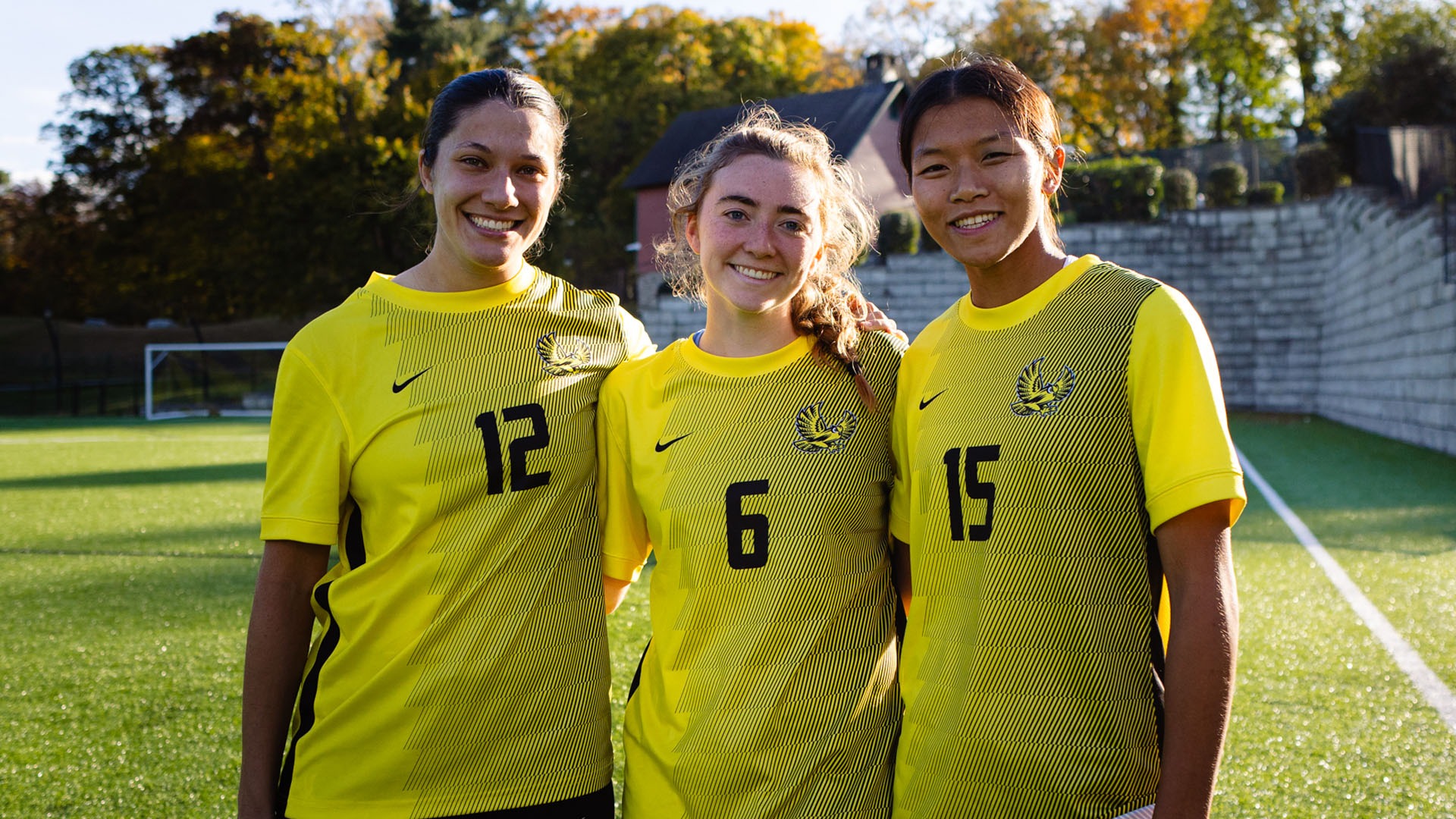 Senior Day on Field of Daniela Dosen, Sarah Walker, and Jess Johnson