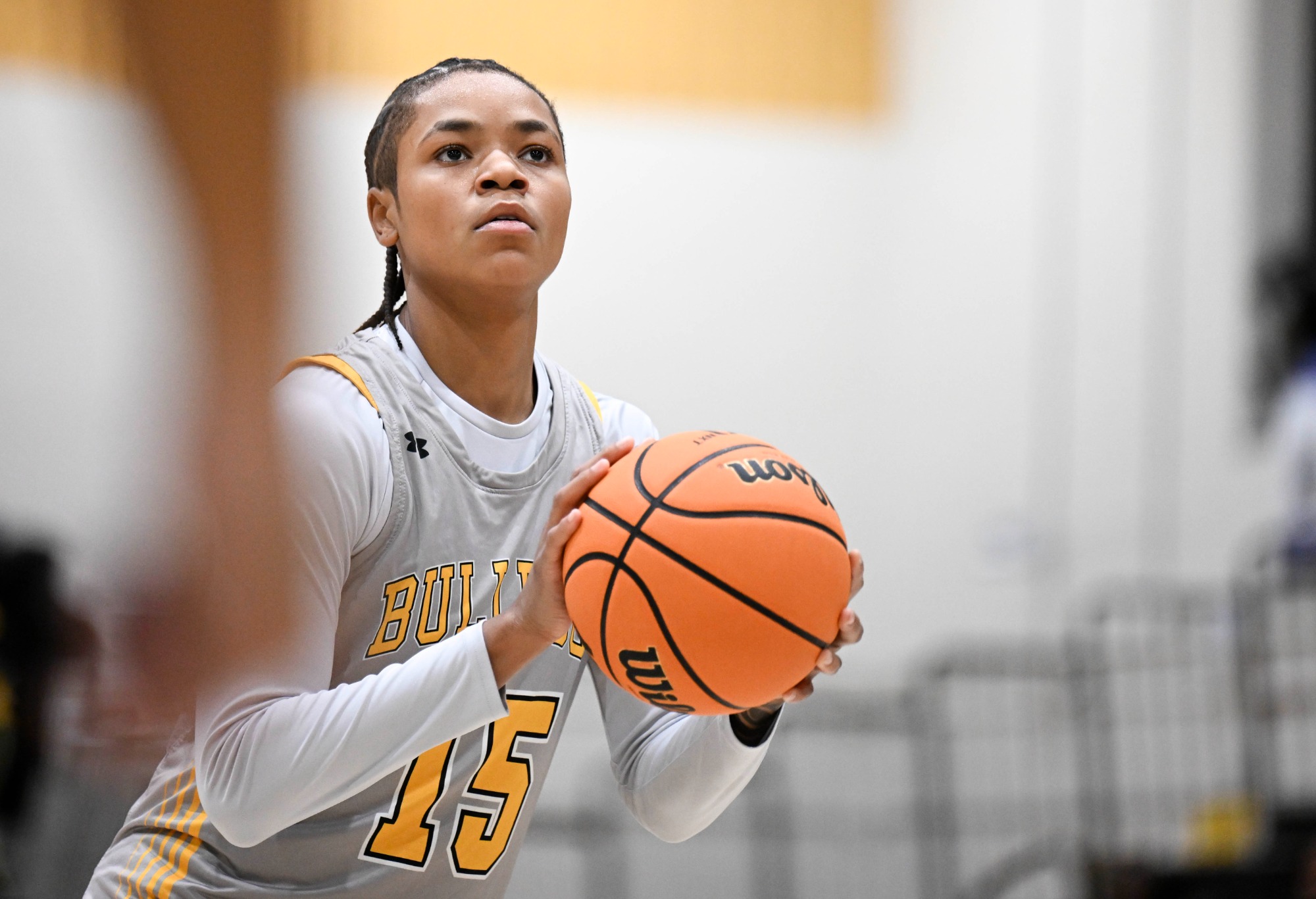 Bowie State Women's Basketball team take on Livingstone Blue Bears at Bowie State University in Bowie, MD on Dec. 15, 2025.  (Photo by Joe Lawson)