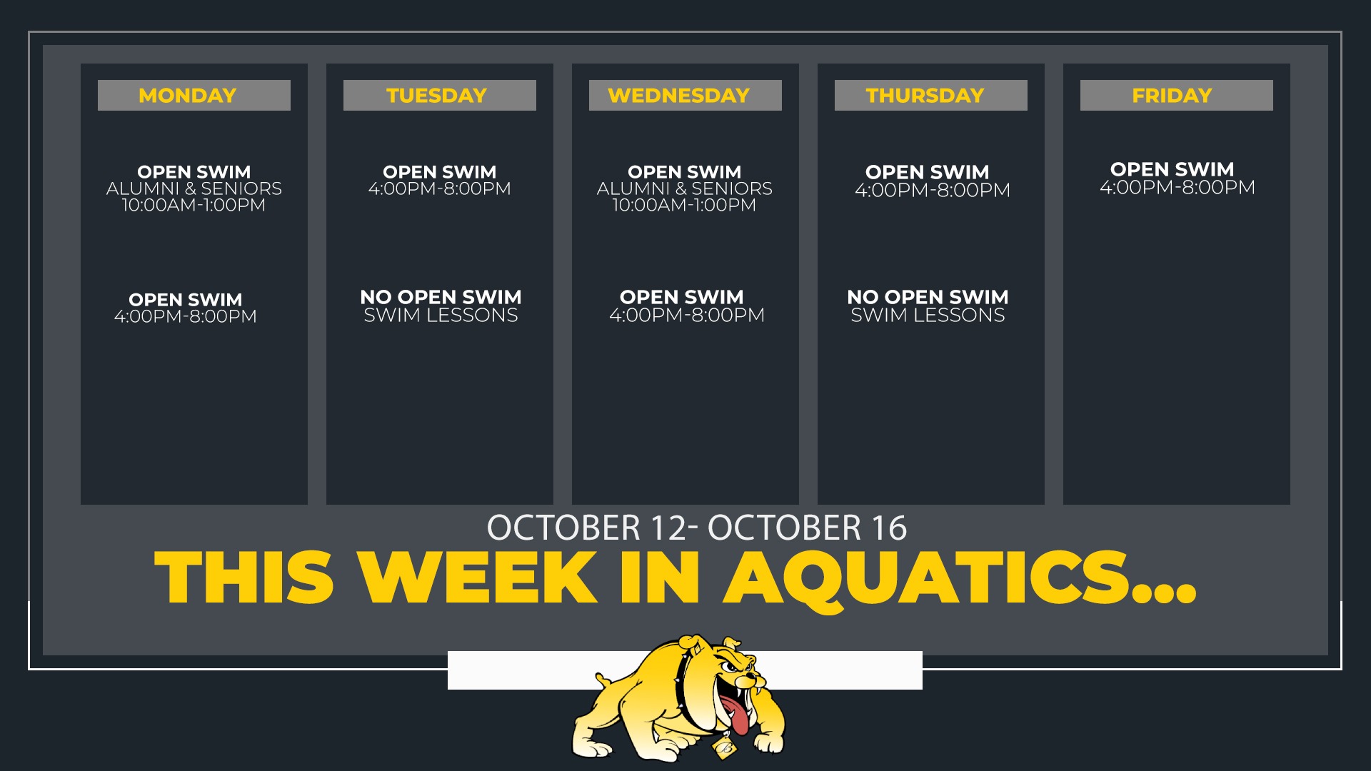 Aquatics Oct 12-16