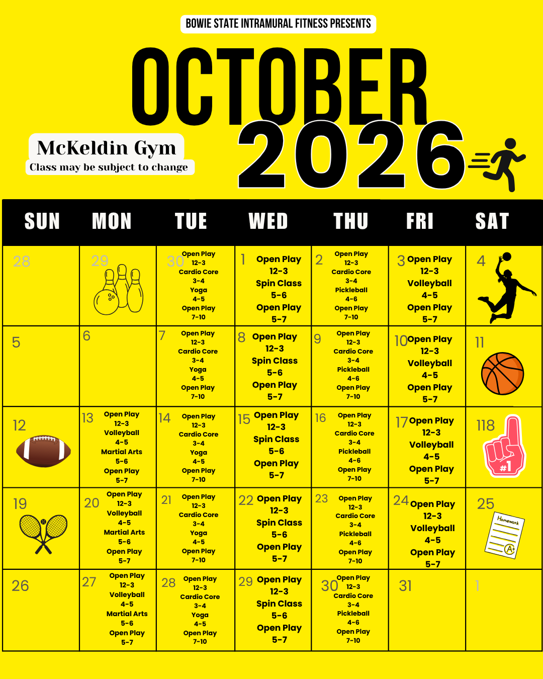 October Intramural Schedule