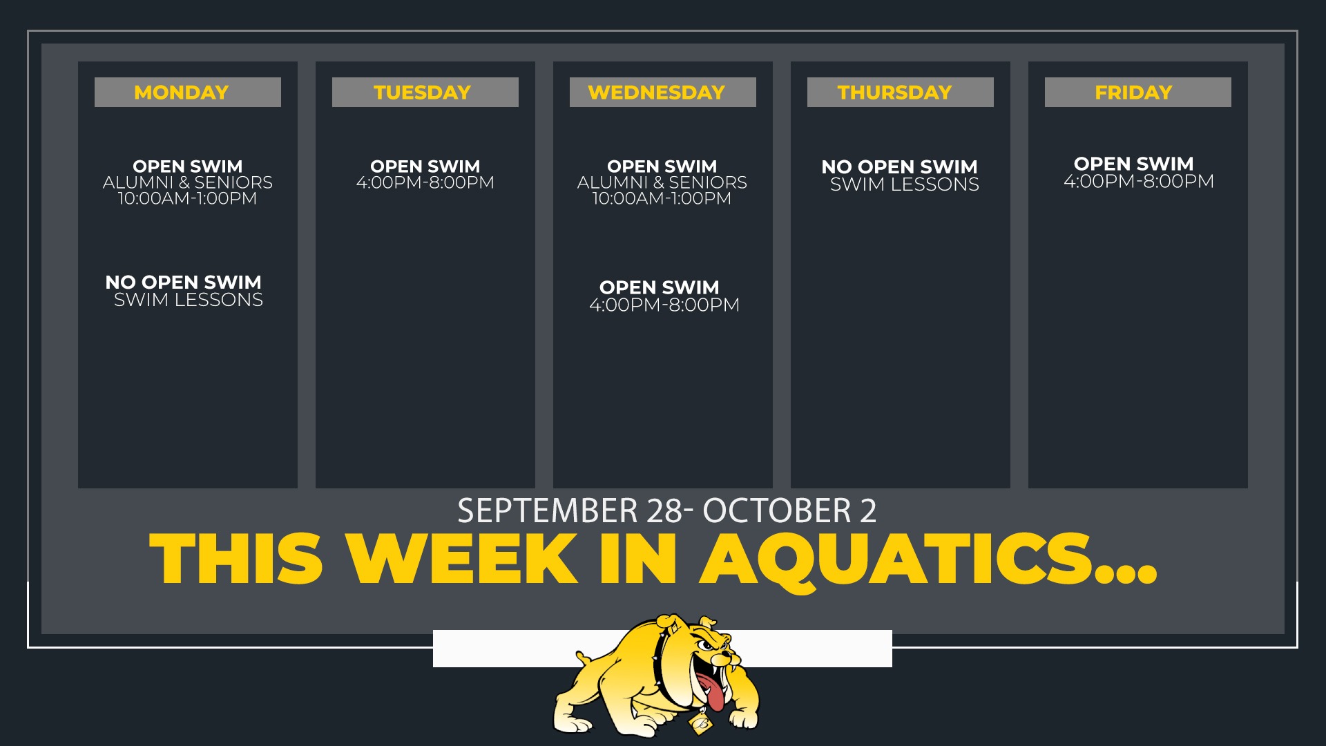 Aquatics Sep 28-Oct 2