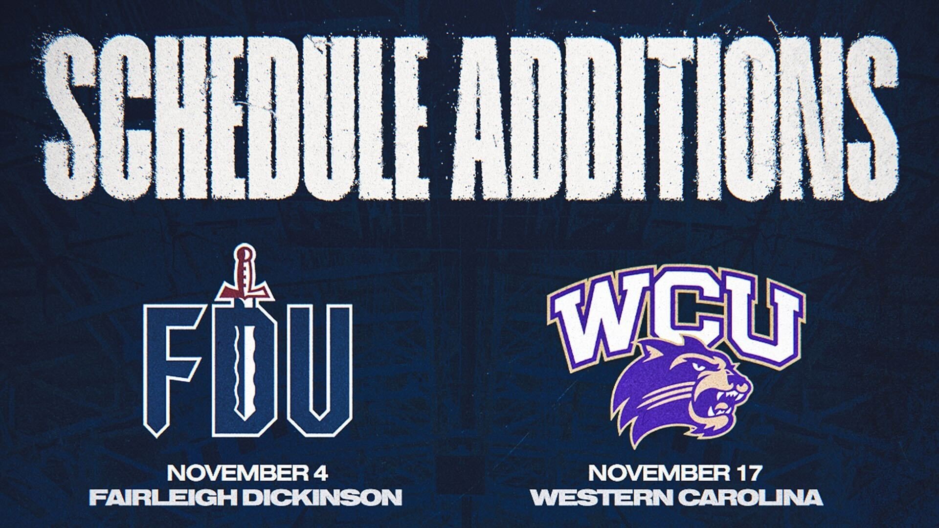 2026-27 MBB Schedule - FDU and WCU Additions Graphic