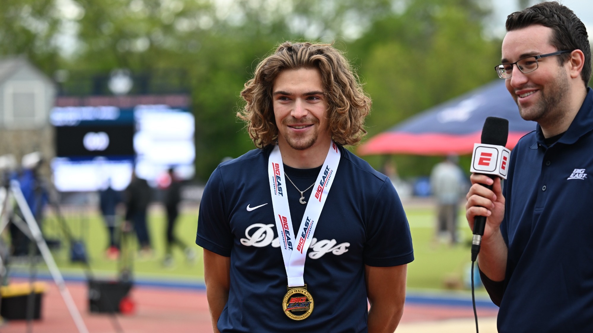 Cabott Craft - first place long jump interview- big east outdoor