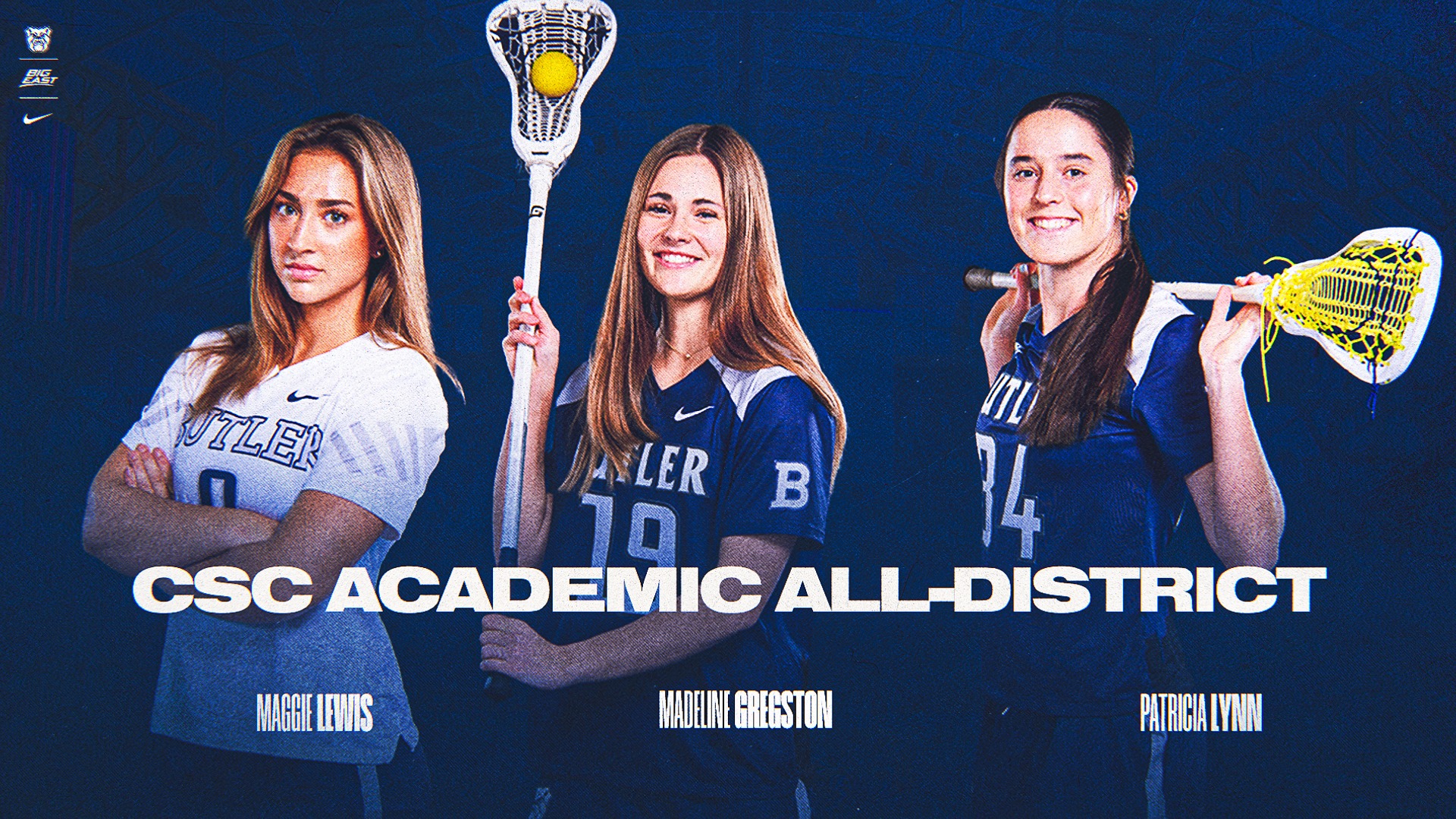 CSC Women's Lacrosse 16x9 - Maggie Lewis, Madeline Gregston, Patricia Lynn