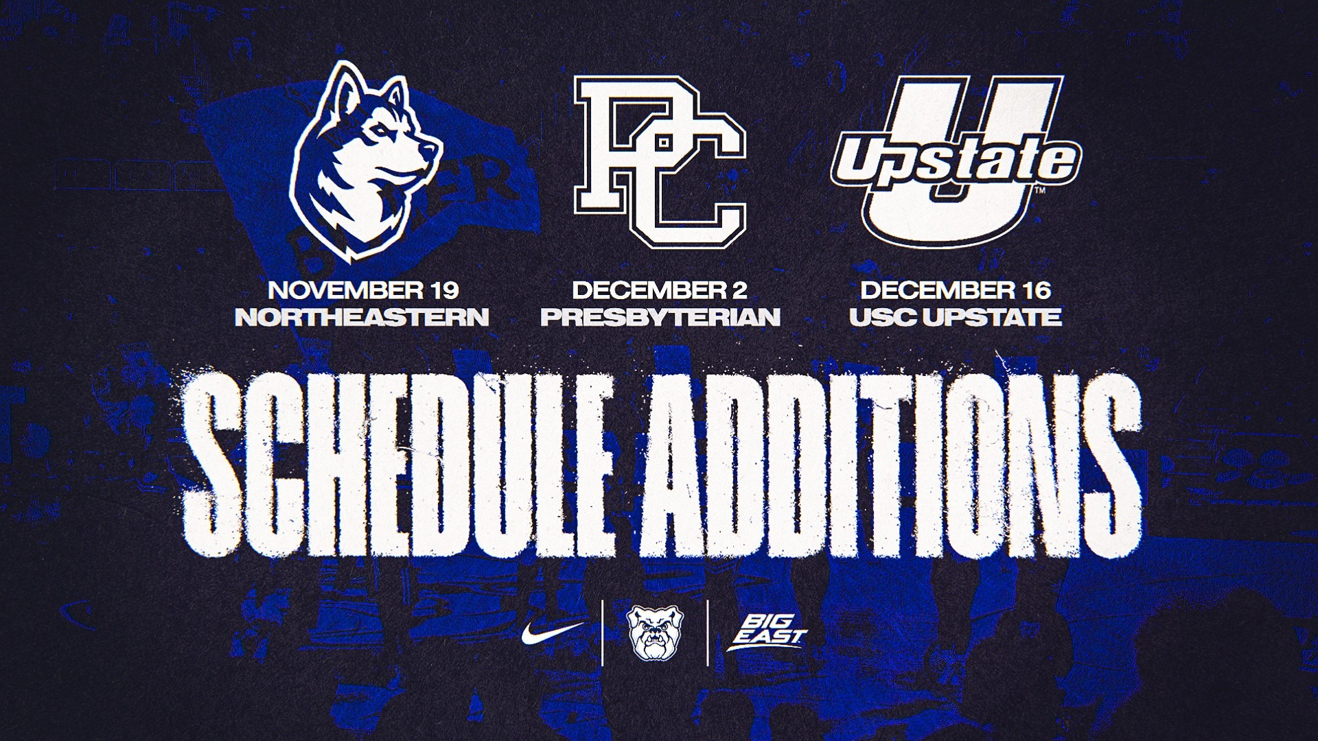 2026-27 MBB Schedule Graphic 16x9 - Northeastern-PC-USC Upstate