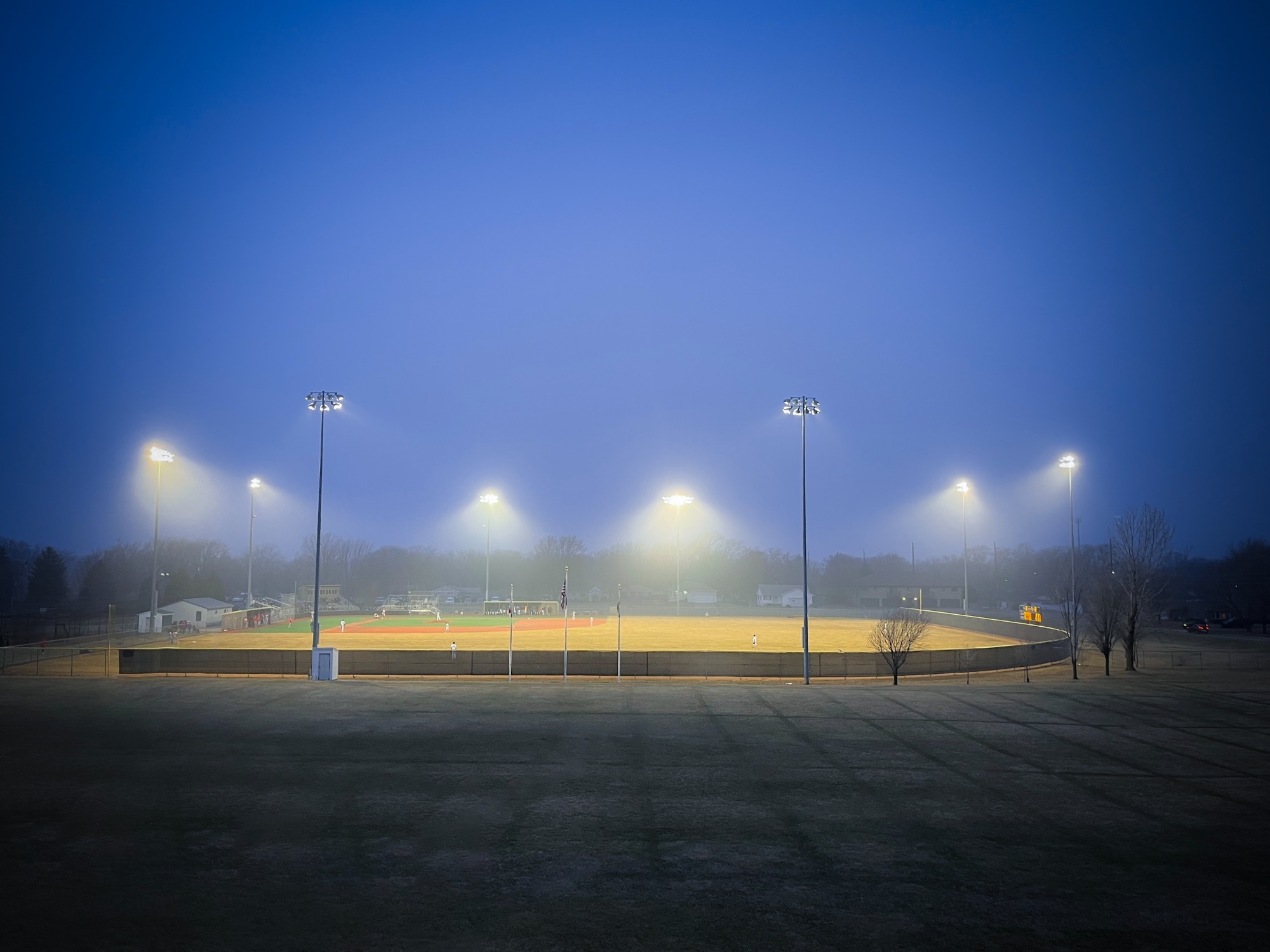 Baseball field at night