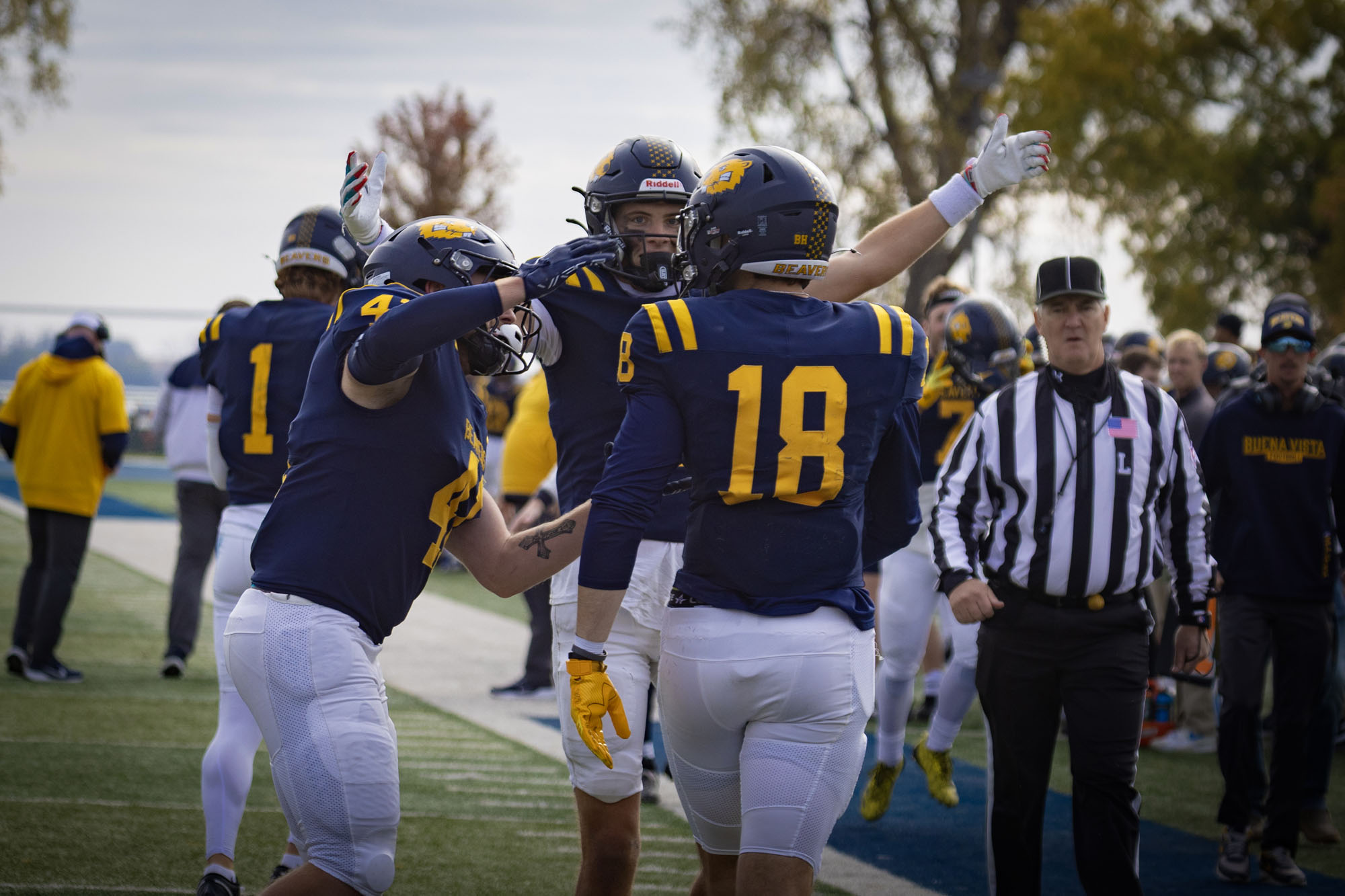 Touchdown celebration, BVU football vs. Loras