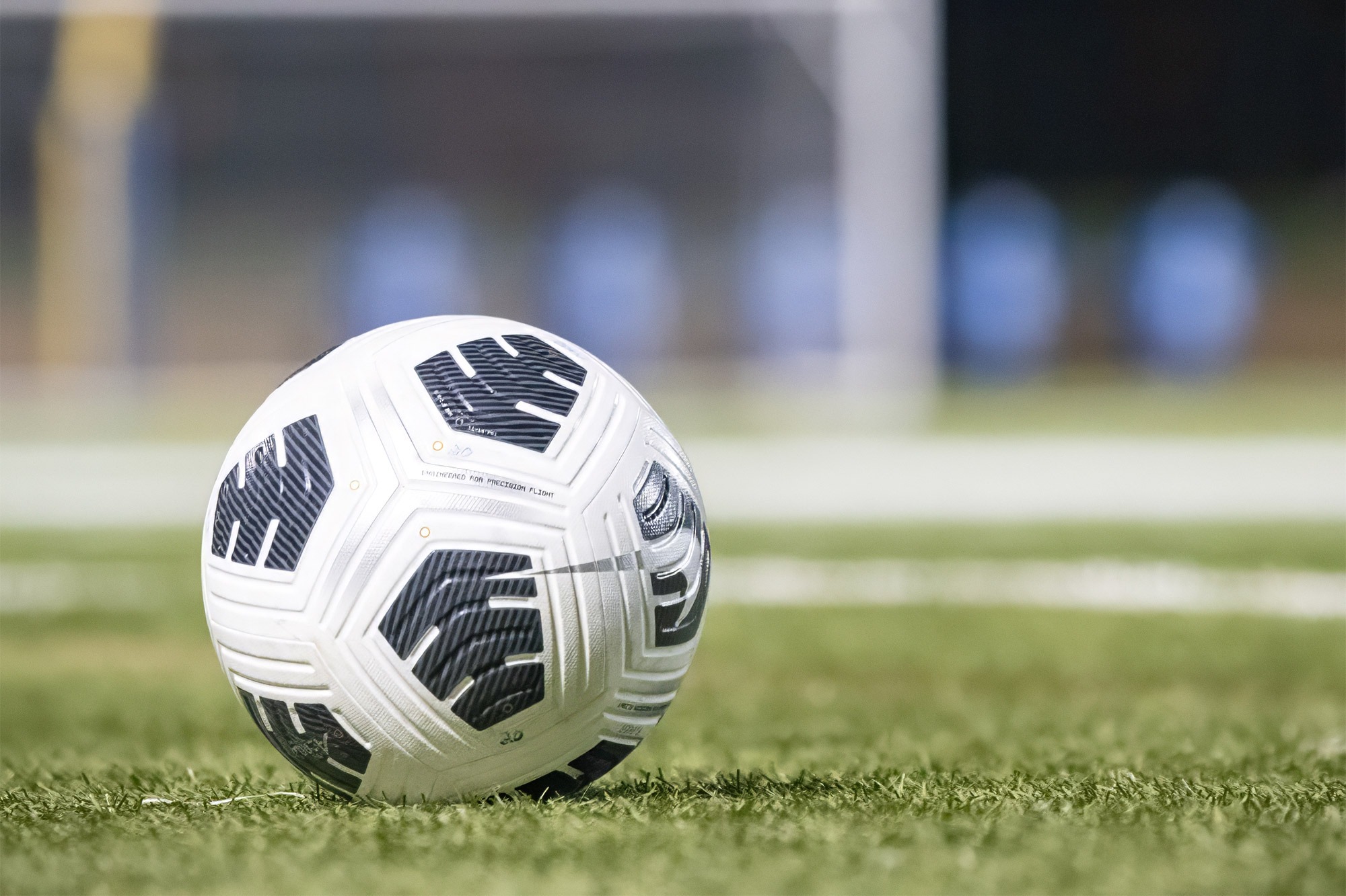 Soccer ball on field at night