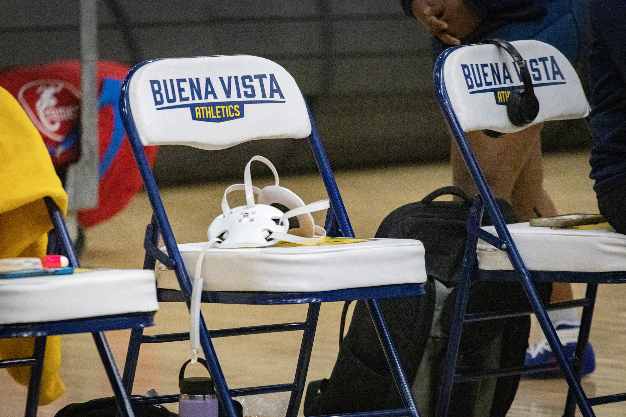 Chairs and headgear, BVU women's wrestling