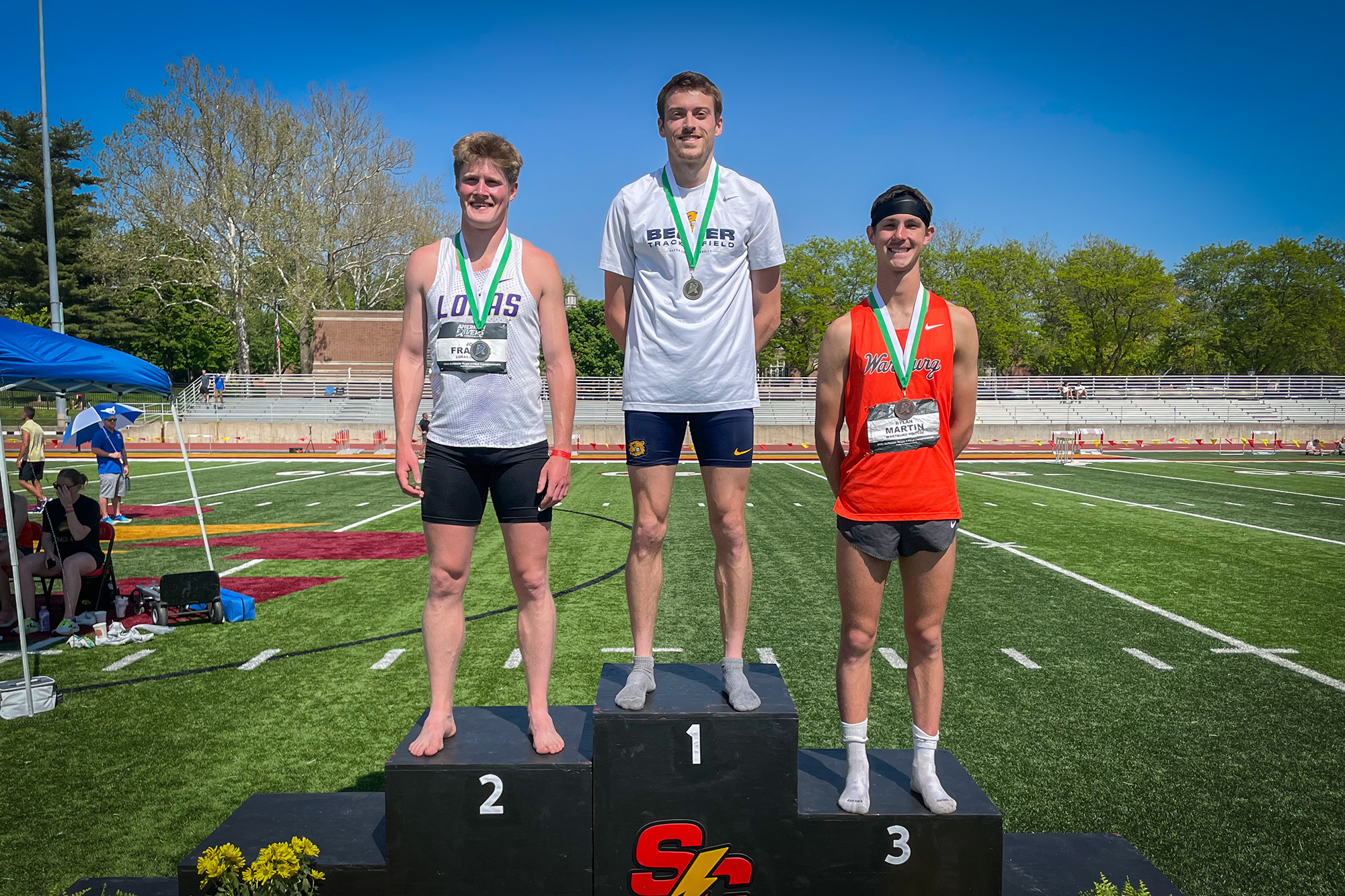 Kyle Miller at the 800m podium, A-R-C outdoor track & field championship