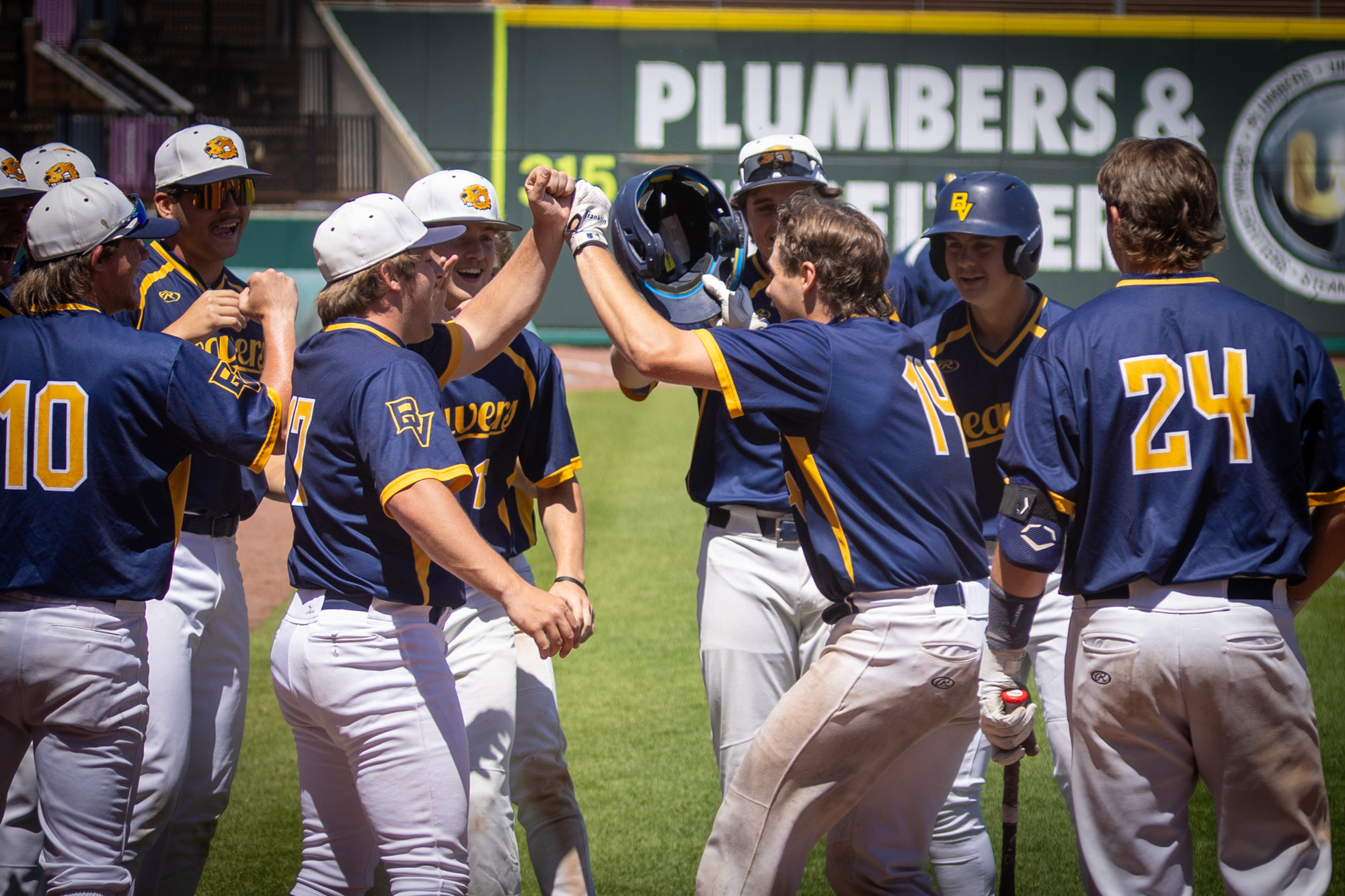 Evan Taylor home run celebration, American Rivers Conference Baseball vs. Coe