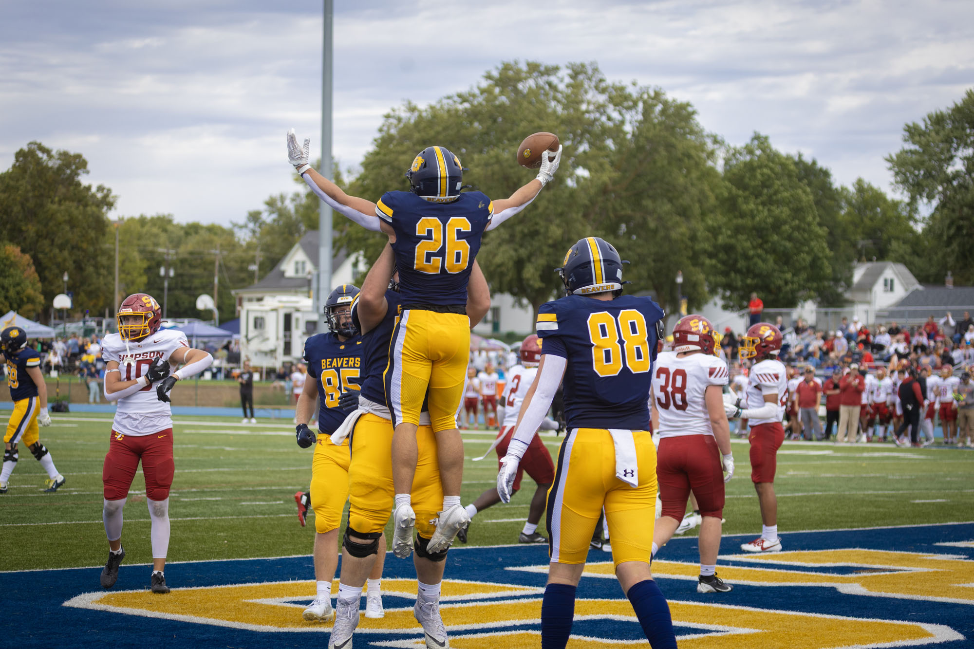 Trayton Cink touchdown celebration, BVU football vs. Simpson