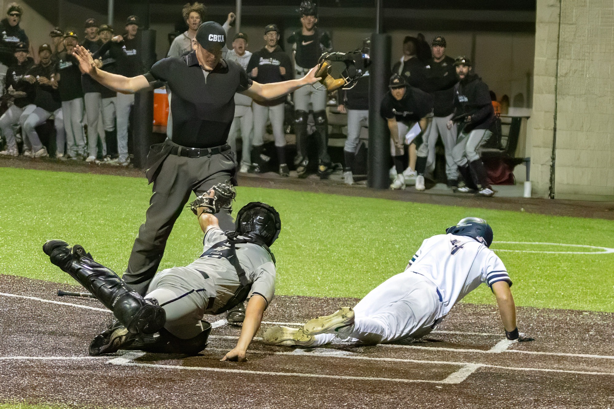 Cooper Sobeck is SAFE at home, BVU baseball vs. Nebraska Wesleyan