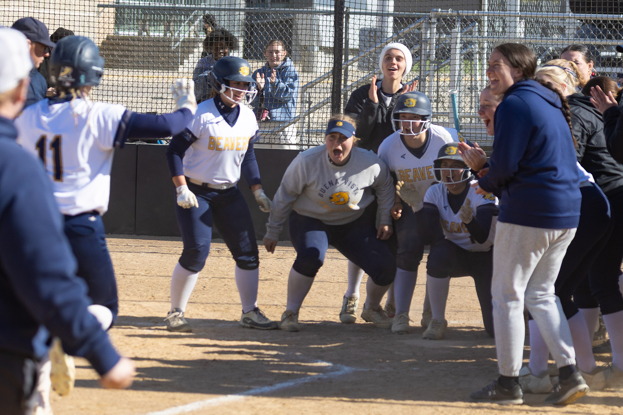 Maddy Raveling home run celebration, BVU softball vs. Dubuque