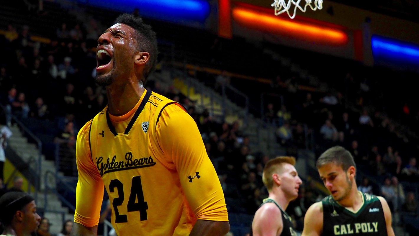 Marcus Lee yell vs. Cal Poly 2017-18